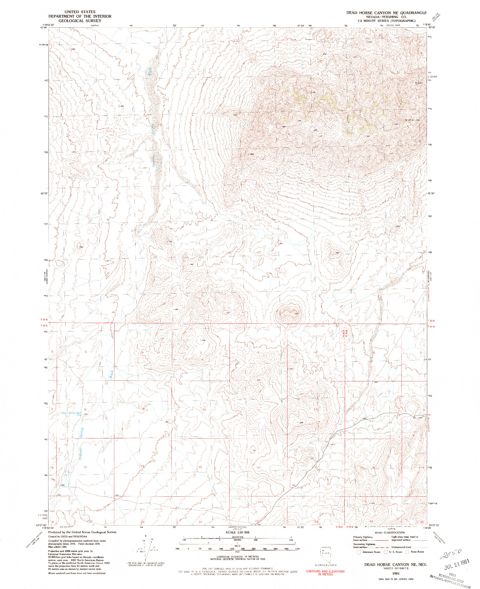 USGS 1:24000-SCALE QUADRANGLE FOR DEAD HORSE CANYON NE, NV 1981