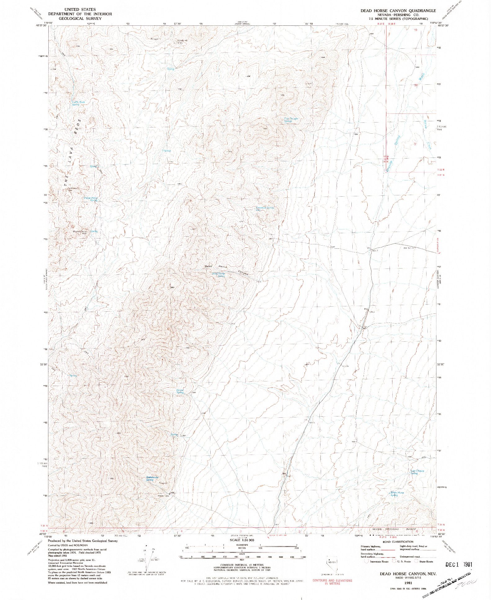 USGS 1:24000-SCALE QUADRANGLE FOR DEAD HORSE CANYON, NV 1981