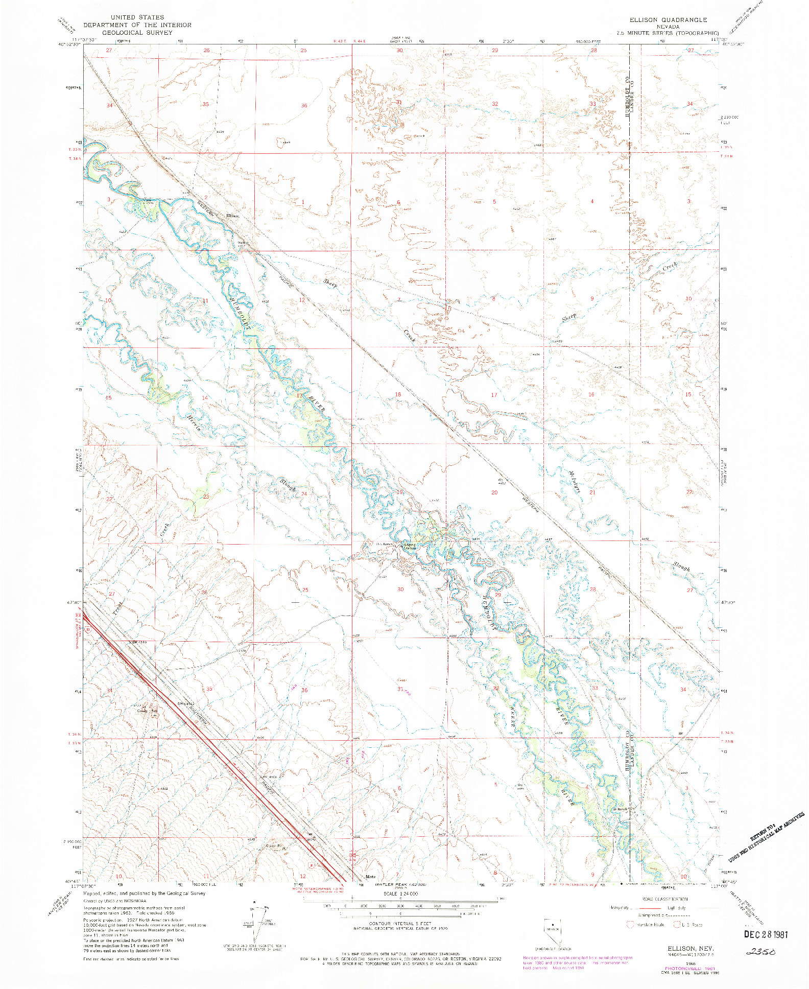 USGS 1:24000-SCALE QUADRANGLE FOR ELLISON, NV 1966