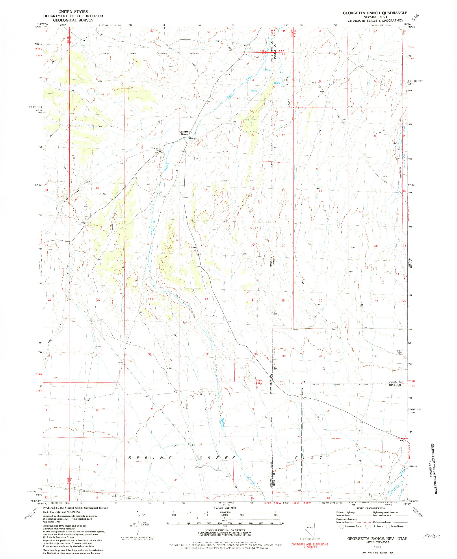 USGS 1:24000-SCALE QUADRANGLE FOR GEORGETTA RANCH, NV 1981