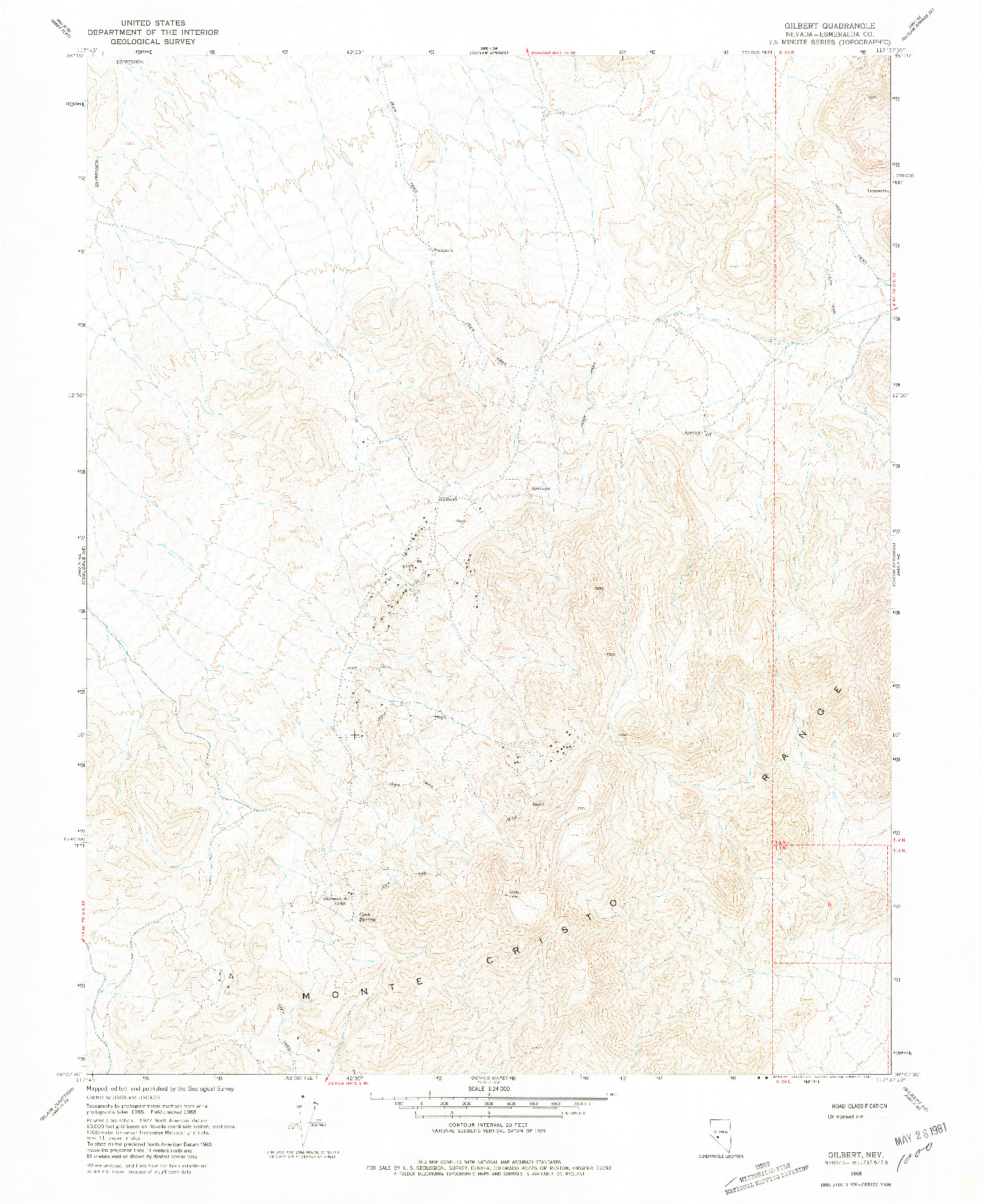 USGS 1:24000-SCALE QUADRANGLE FOR GILBERT, NV 1968