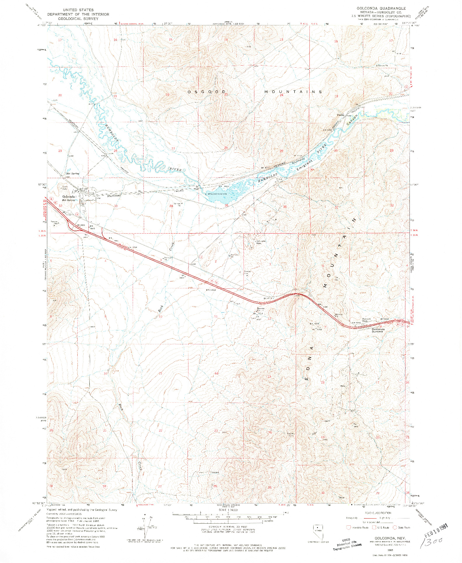 USGS 1:24000-SCALE QUADRANGLE FOR GOLCONDA, NV 1965