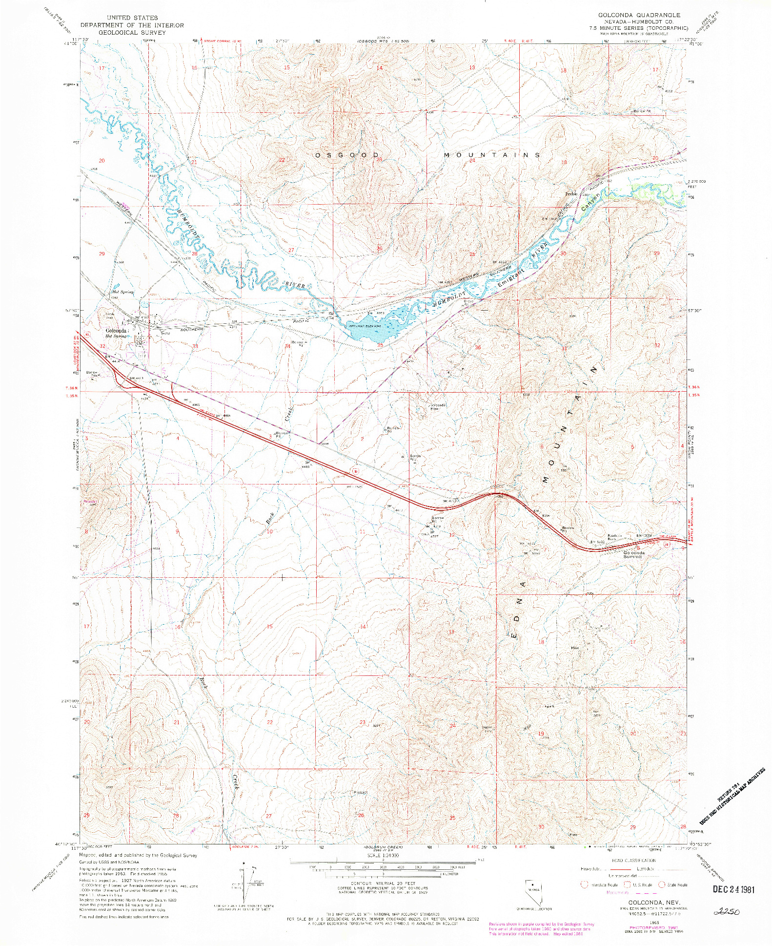 USGS 1:24000-SCALE QUADRANGLE FOR GOLCONDA, NV 1965