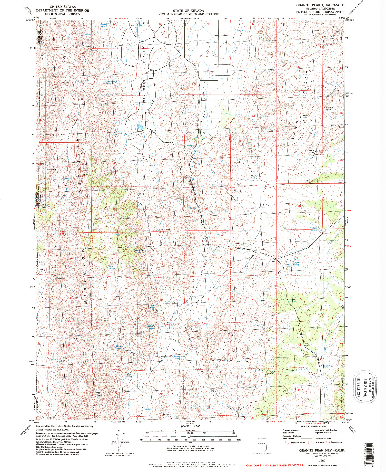 USGS 1:24000-SCALE QUADRANGLE FOR GRANITE PEAK, NV 1980