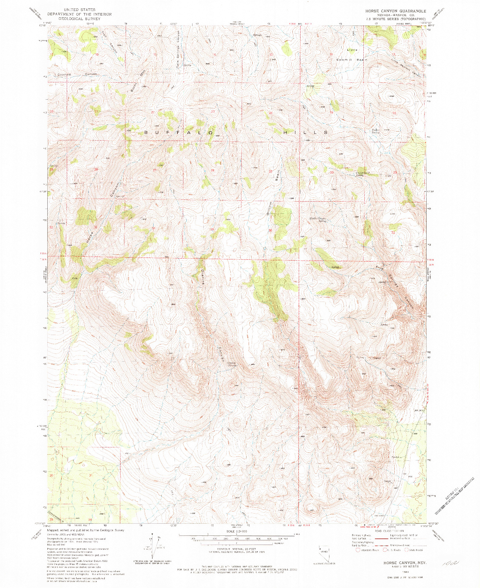 USGS 1:24000-SCALE QUADRANGLE FOR HORSE CANYON, NV 1981