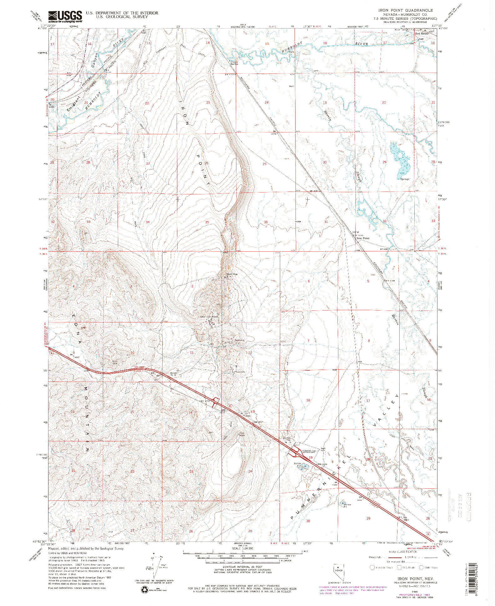 USGS 1:24000-SCALE QUADRANGLE FOR IRON POINT, NV 1965