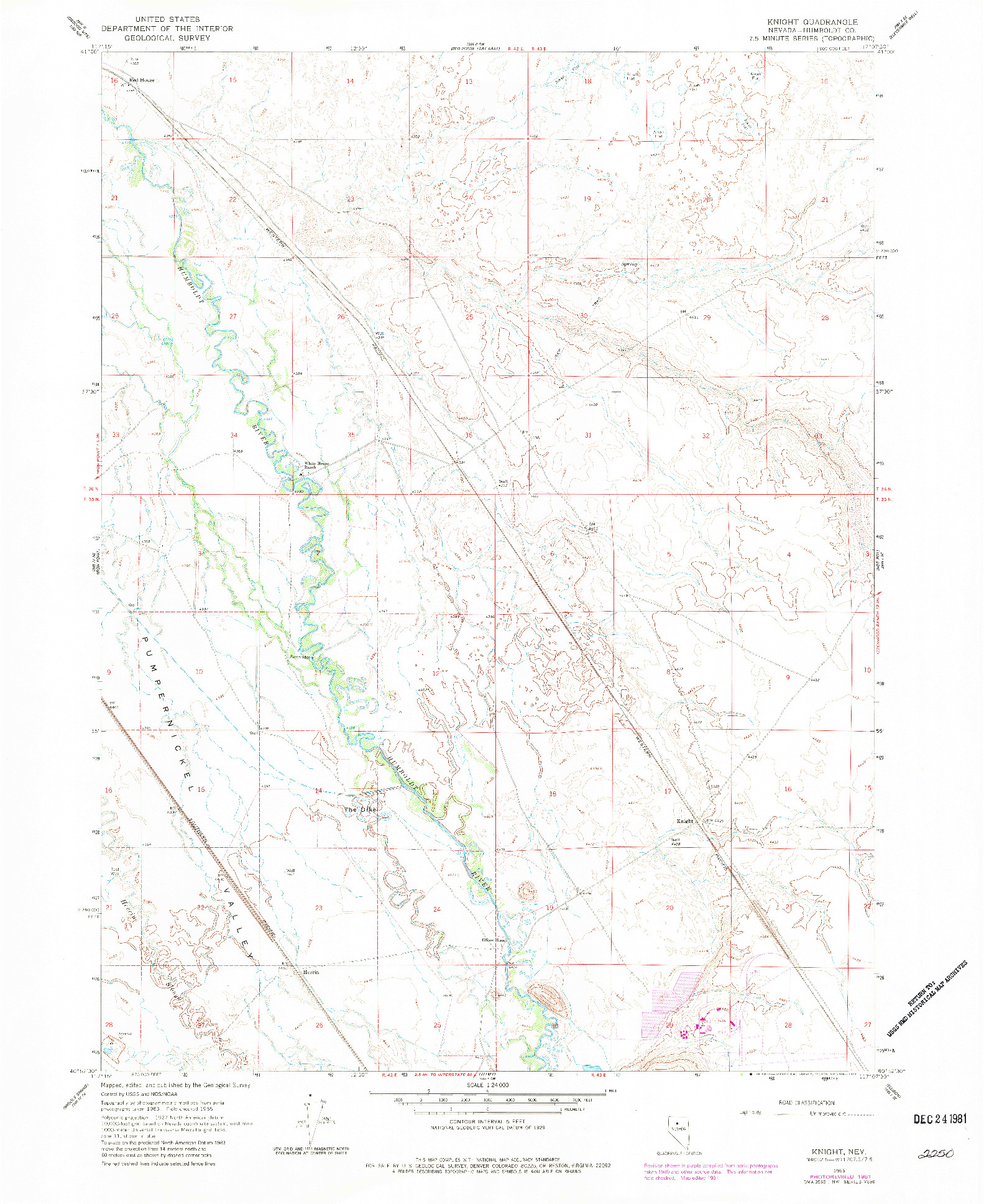 USGS 1:24000-SCALE QUADRANGLE FOR KNIGHT, NV 1965