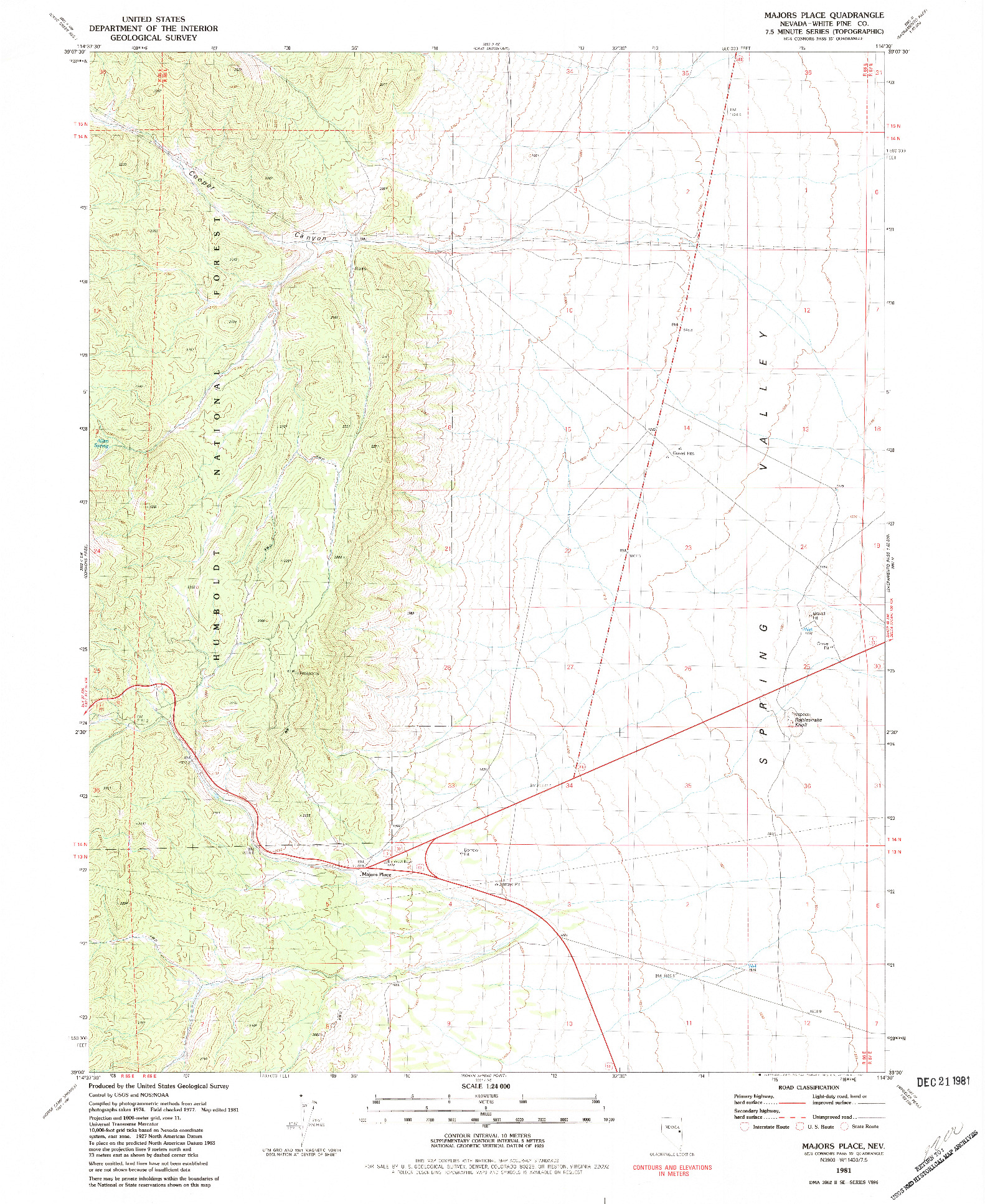 USGS 1:24000-SCALE QUADRANGLE FOR MAJORS PLACE, NV 1981