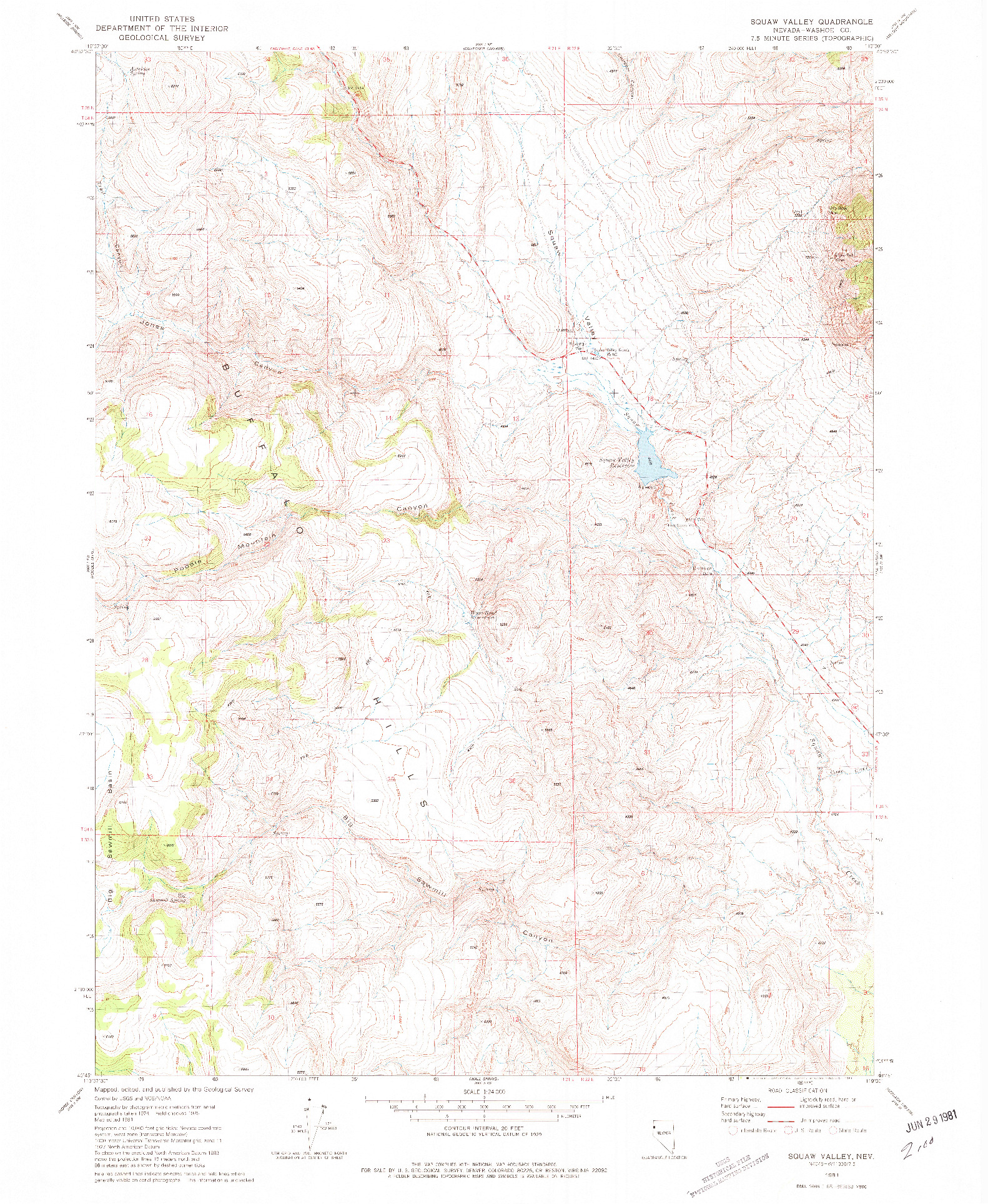 USGS 1:24000-SCALE QUADRANGLE FOR SQUAW VALLEY, NV 1981