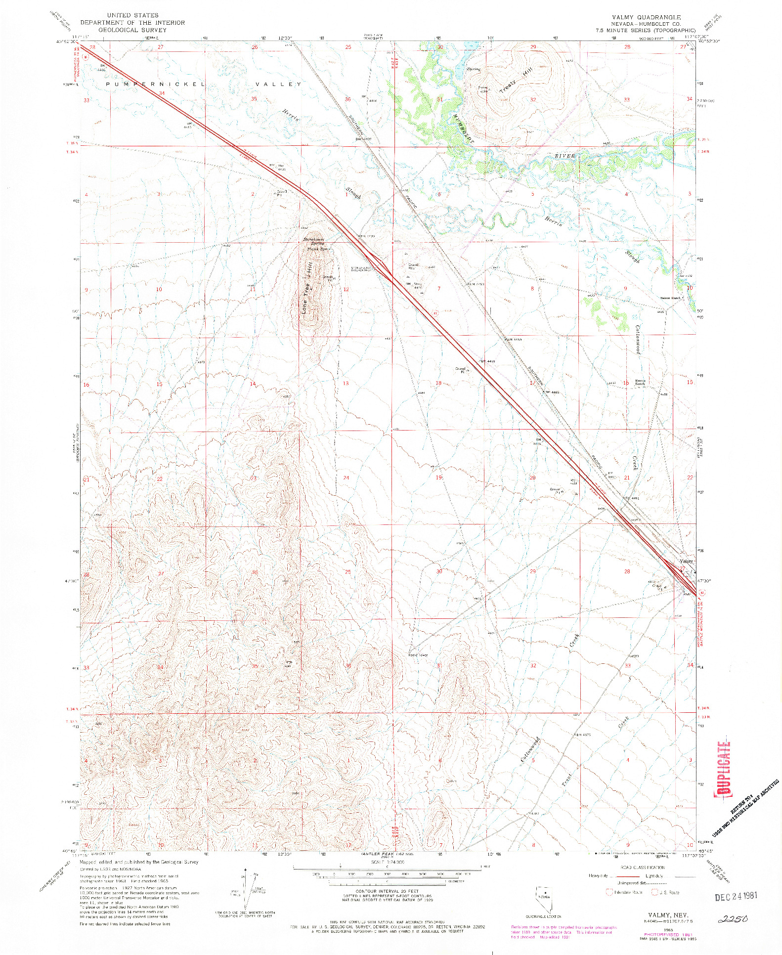 USGS 1:24000-SCALE QUADRANGLE FOR VALMY, NV 1965