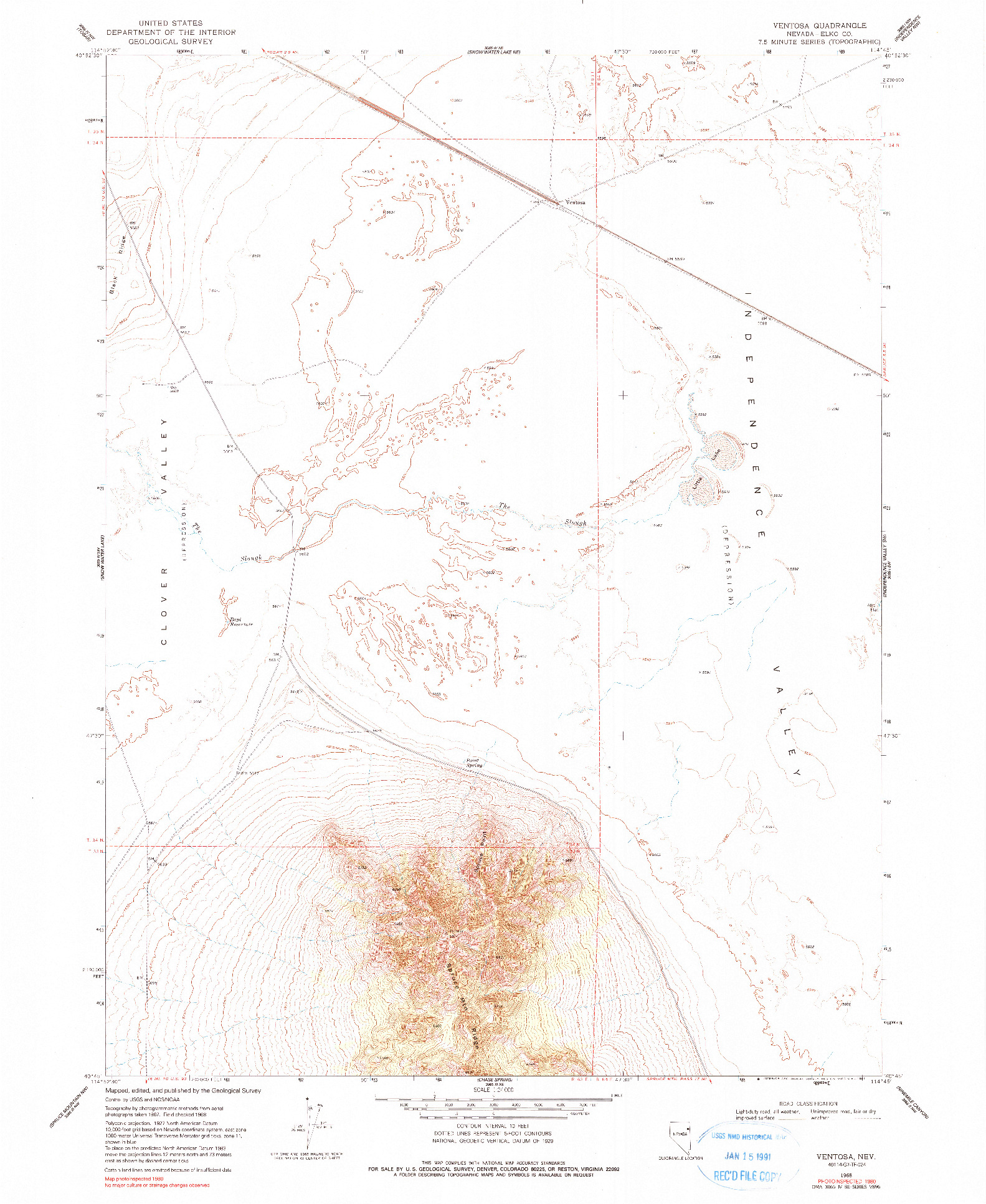 USGS 1:24000-SCALE QUADRANGLE FOR VENTOSA, NV 1968