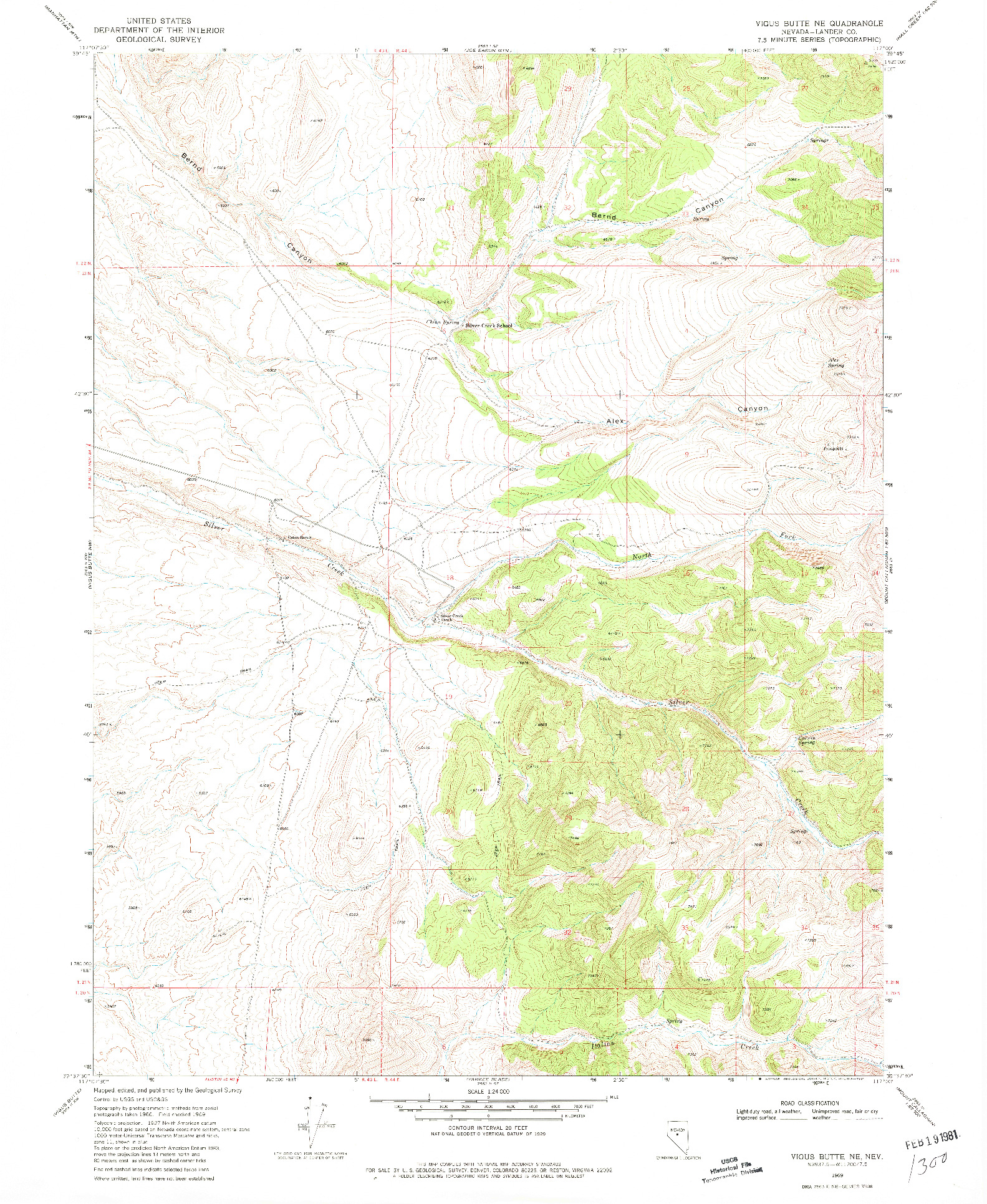 USGS 1:24000-SCALE QUADRANGLE FOR VIGUS BUTTE NE, NV 1969