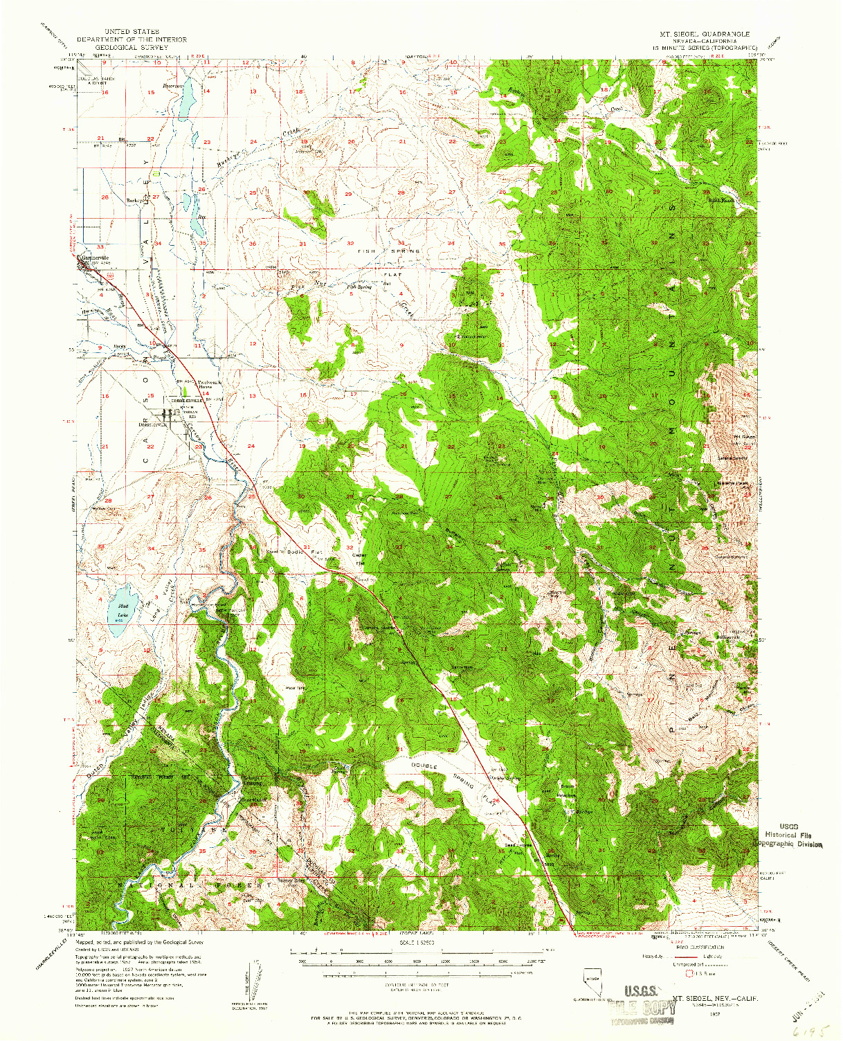 USGS 1:62500-SCALE QUADRANGLE FOR MT. SIEGEL, NV 1957