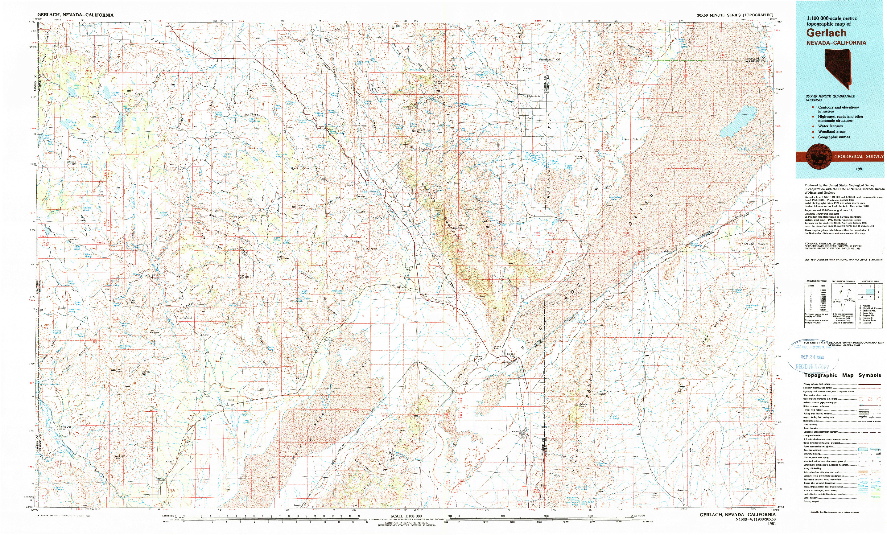 USGS 1:100000-SCALE QUADRANGLE FOR GERLACH, NV 1981