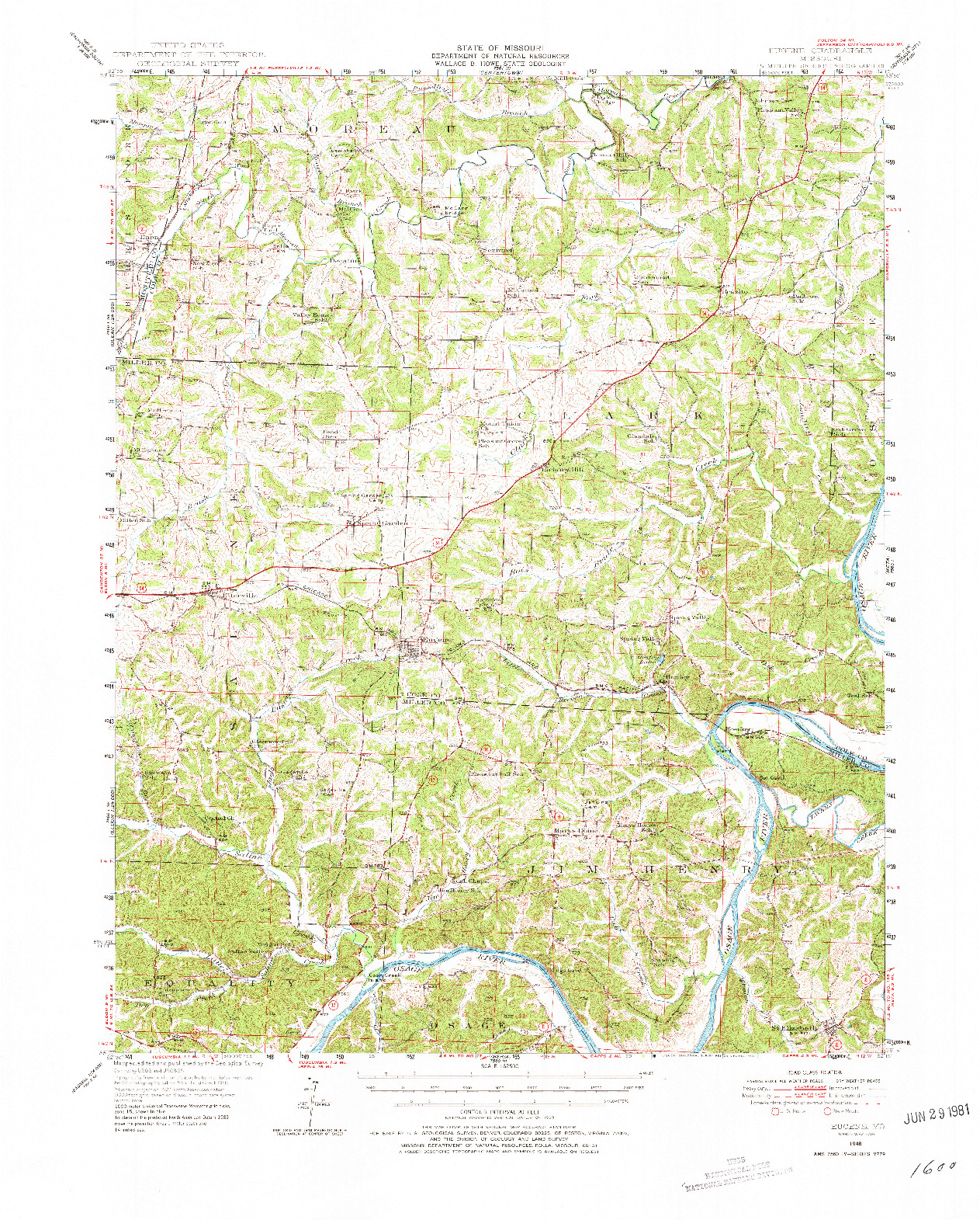 USGS 1:62500-SCALE QUADRANGLE FOR EUGENE, MO 1948