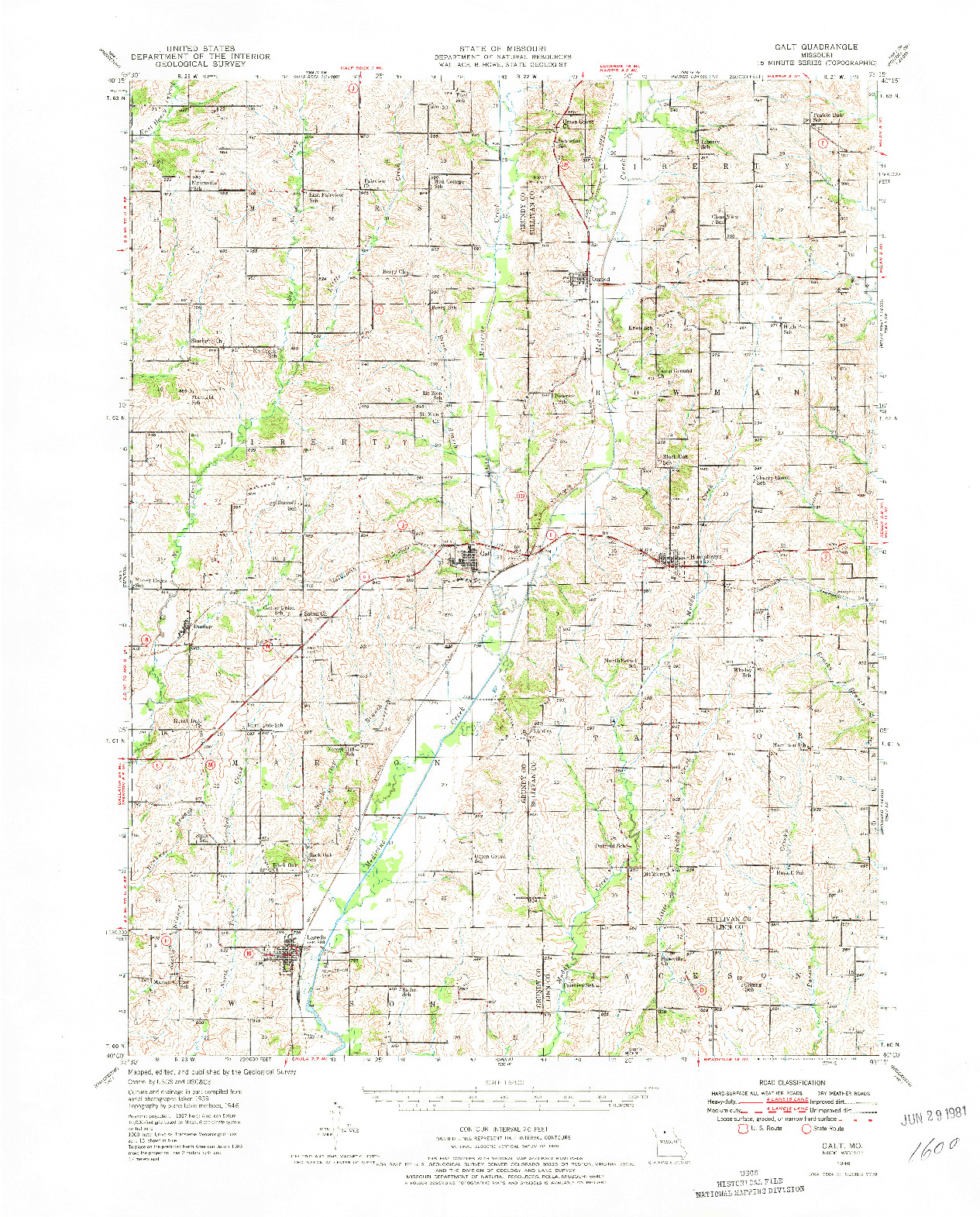 USGS 1:62500-SCALE QUADRANGLE FOR GALT, MO 1946