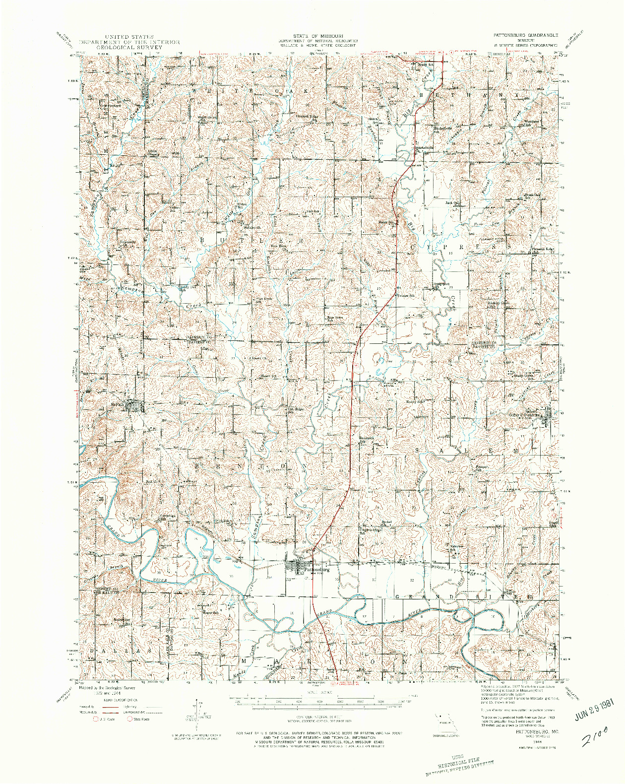 USGS 1:62500-SCALE QUADRANGLE FOR PATTONSBURG, MO 1944