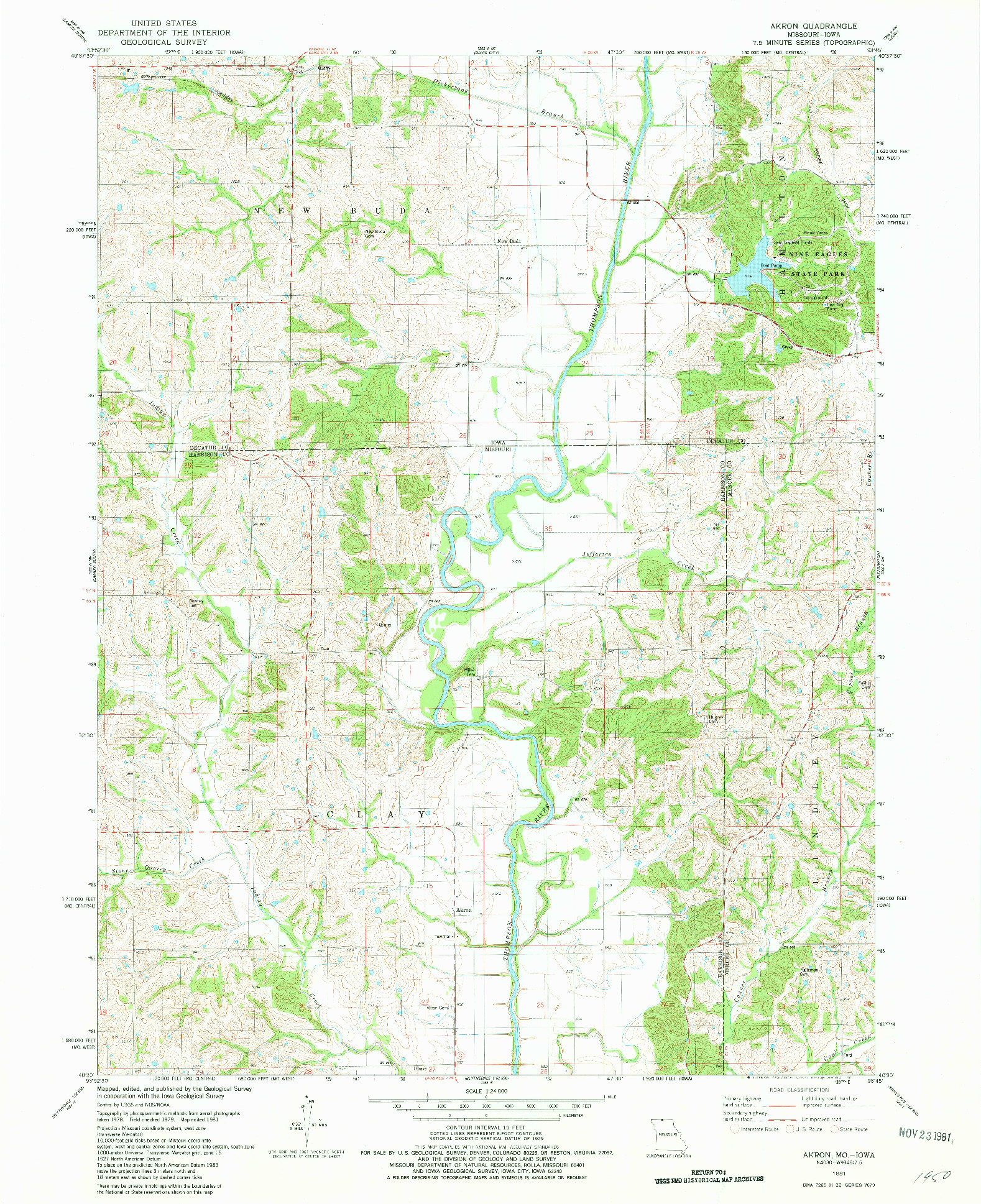 USGS 1:24000-SCALE QUADRANGLE FOR AKRON, MO 1981