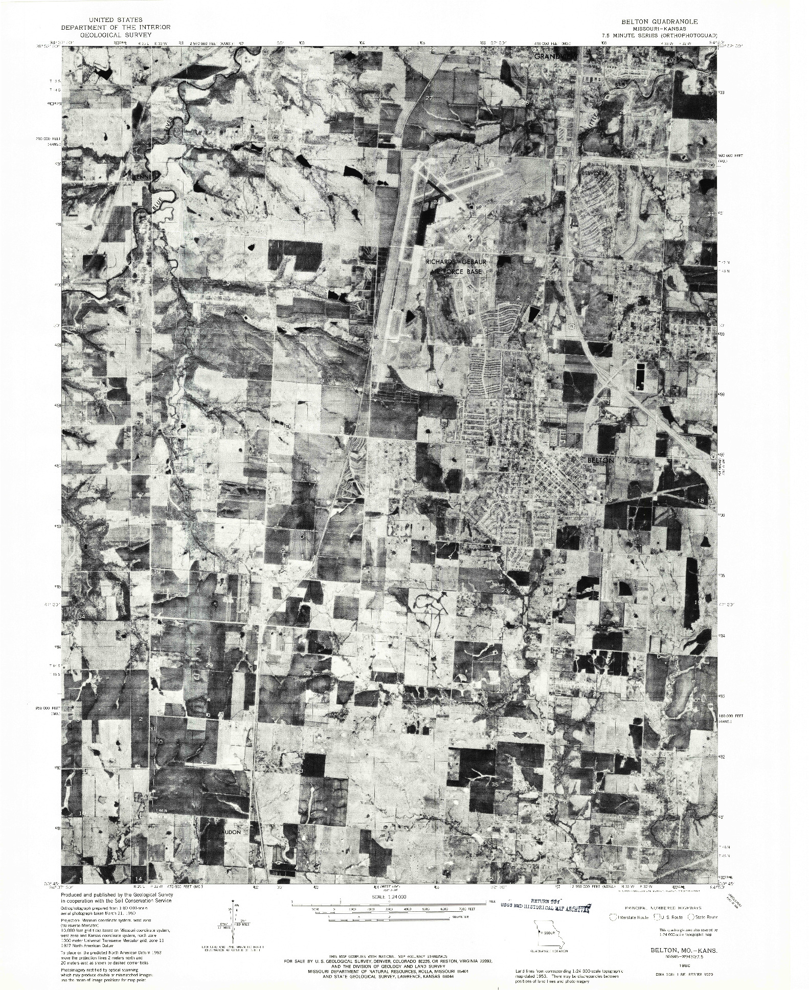 USGS 1:24000-SCALE QUADRANGLE FOR BELTON, MO 1980