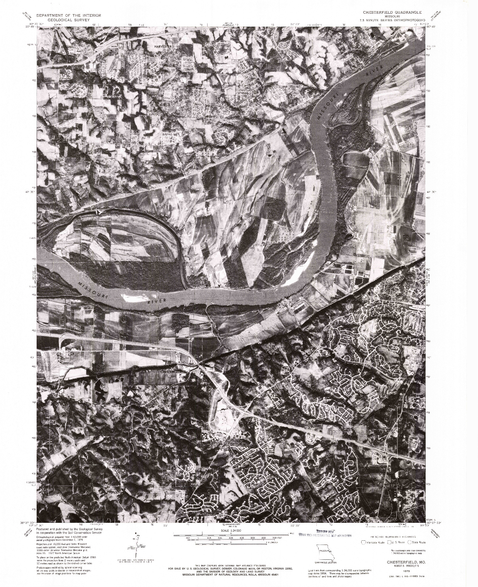 USGS 1:24000-SCALE QUADRANGLE FOR CHESTERFIELD, MO 1979