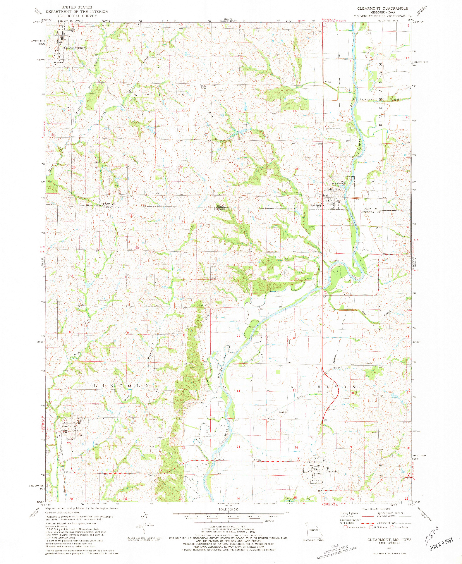 USGS 1:24000-SCALE QUADRANGLE FOR CLEARMONT, MO 1981