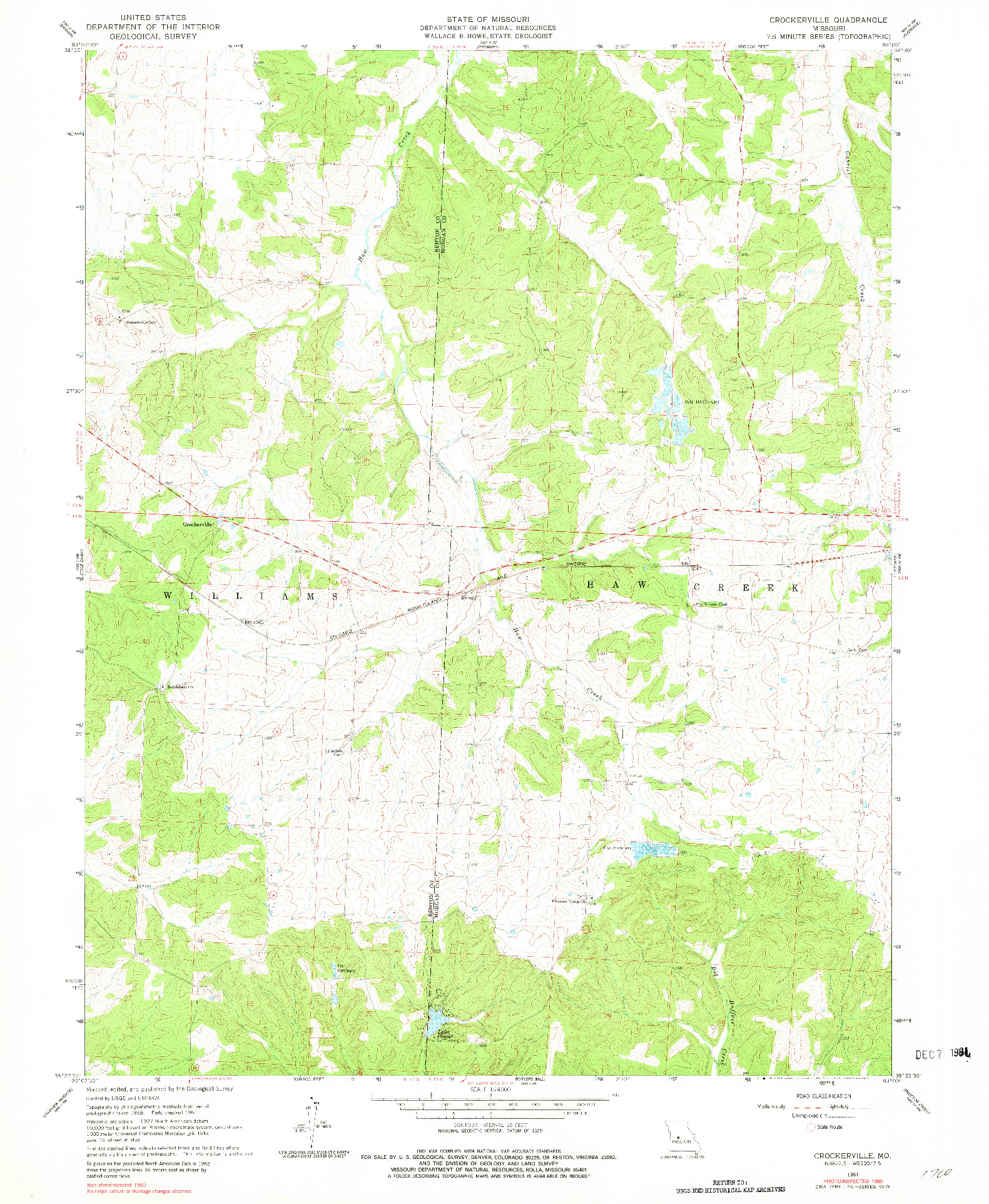 USGS 1:24000-SCALE QUADRANGLE FOR CROCKERVILLE, MO 1961