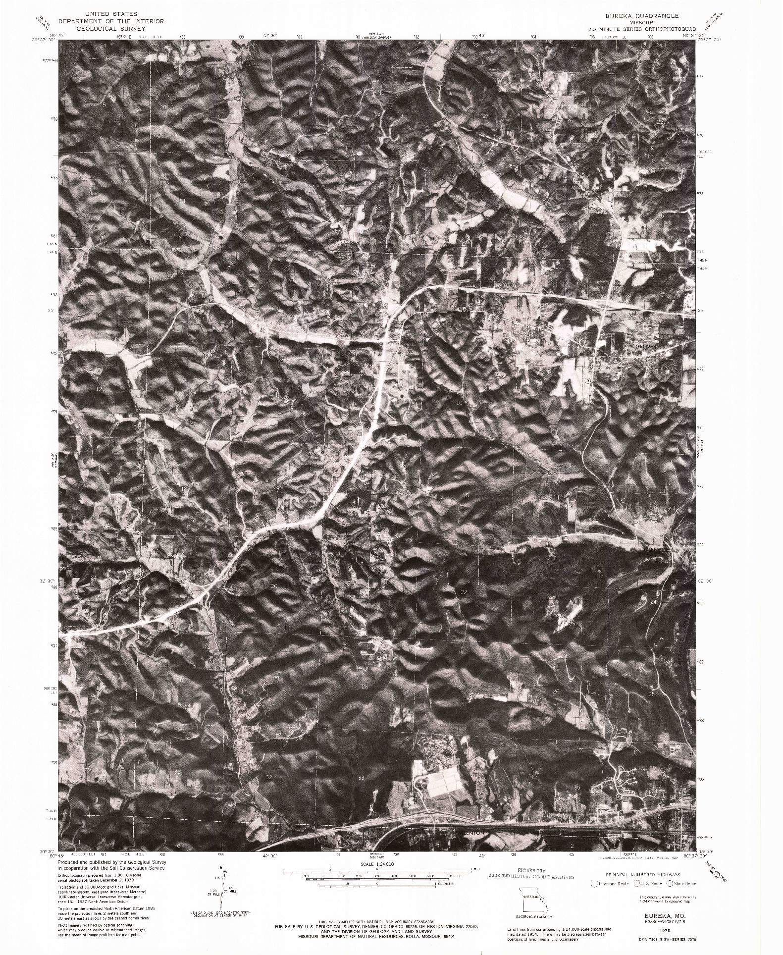 USGS 1:24000-SCALE QUADRANGLE FOR EUREKA, MO 1979