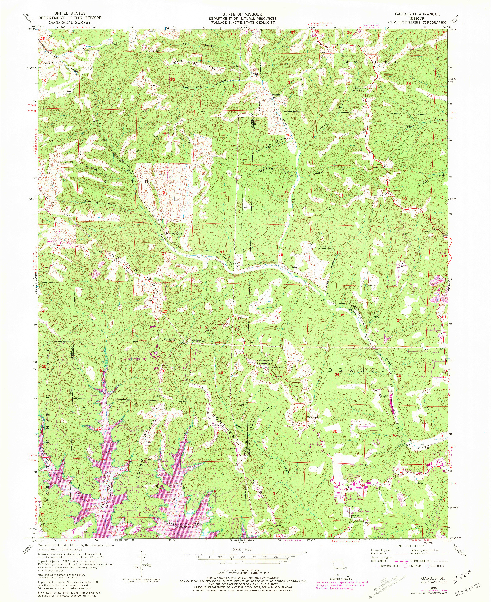 USGS 1:24000-SCALE QUADRANGLE FOR GARBER, MO 1950