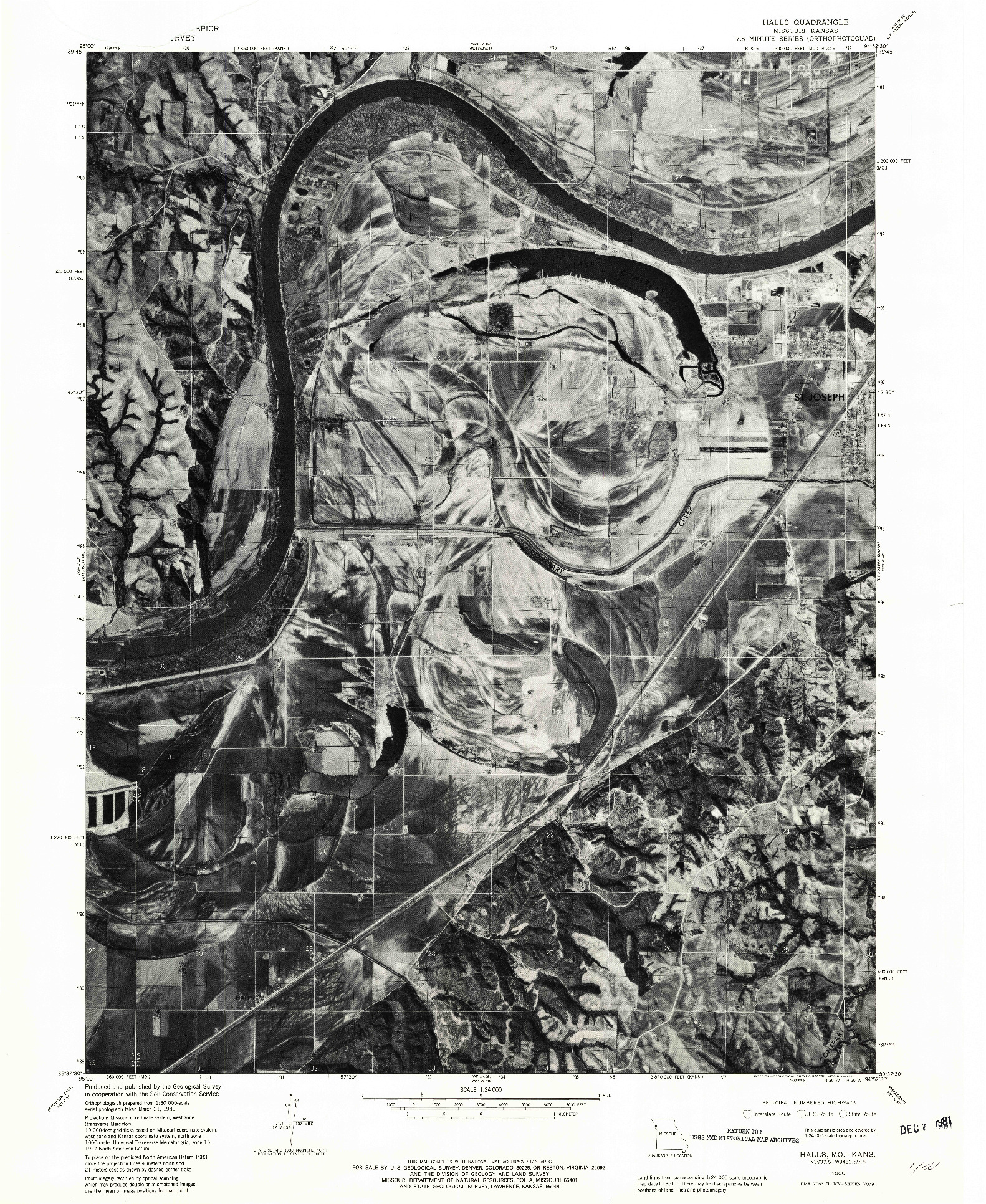 USGS 1:24000-SCALE QUADRANGLE FOR HALLS, MO 1980