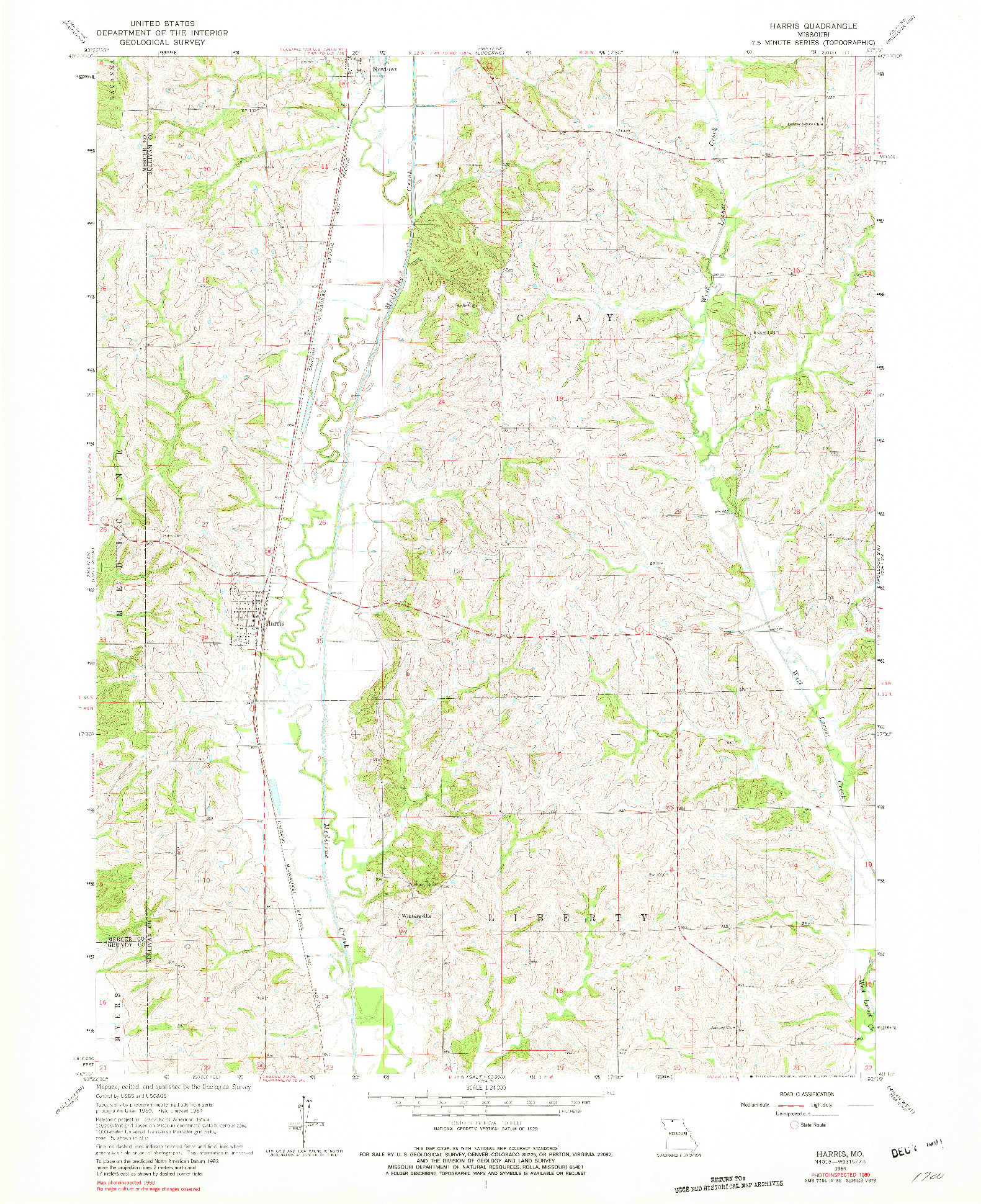 USGS 1:24000-SCALE QUADRANGLE FOR HARRIS, MO 1964