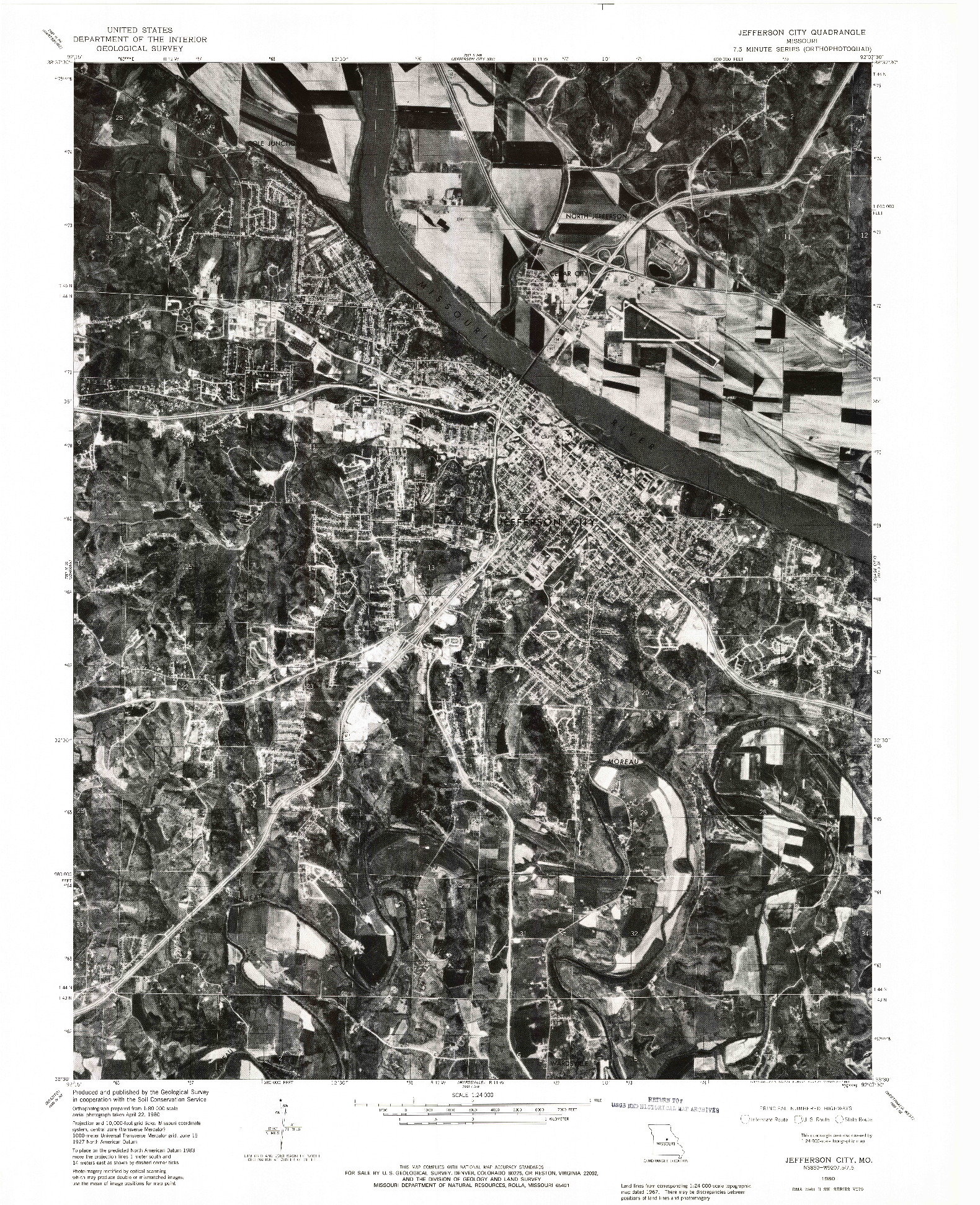 USGS 1:24000-SCALE QUADRANGLE FOR JEFFERSON CITY, MO 1980