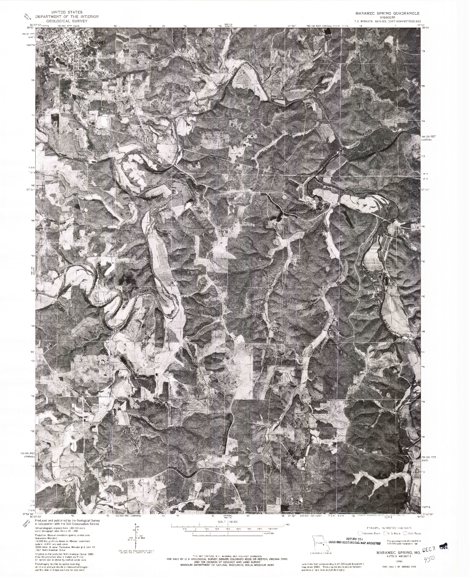 USGS 1:24000-SCALE QUADRANGLE FOR MARAMEC SPRING, MO 1980