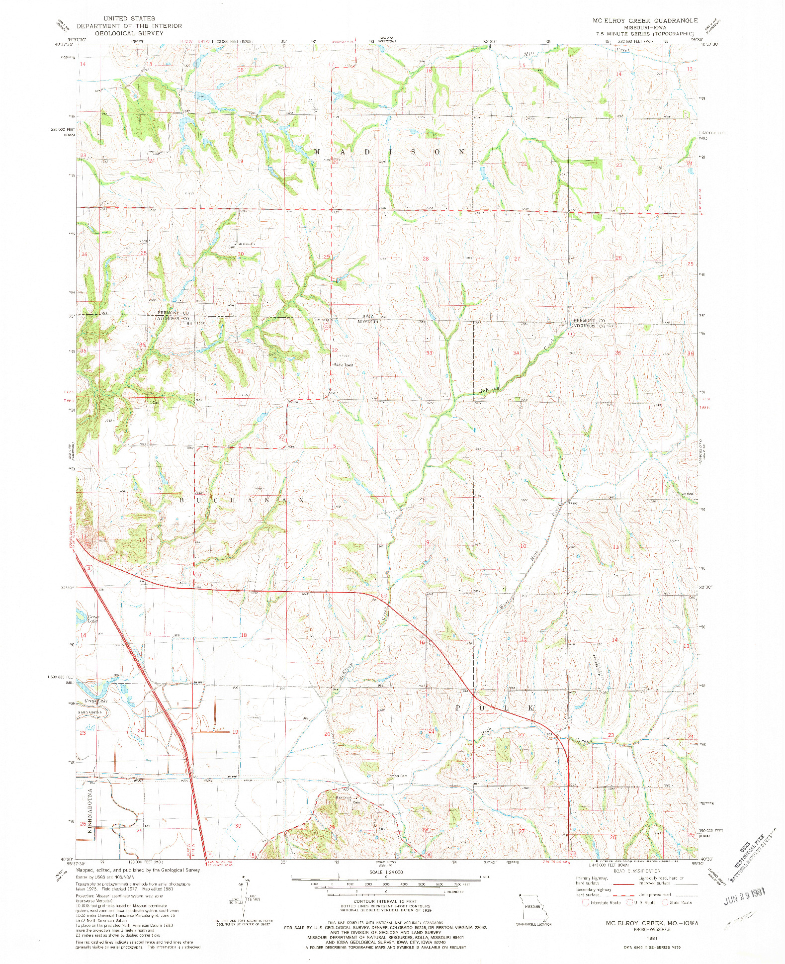 USGS 1:24000-SCALE QUADRANGLE FOR MCELROY CREEK, MO 1981