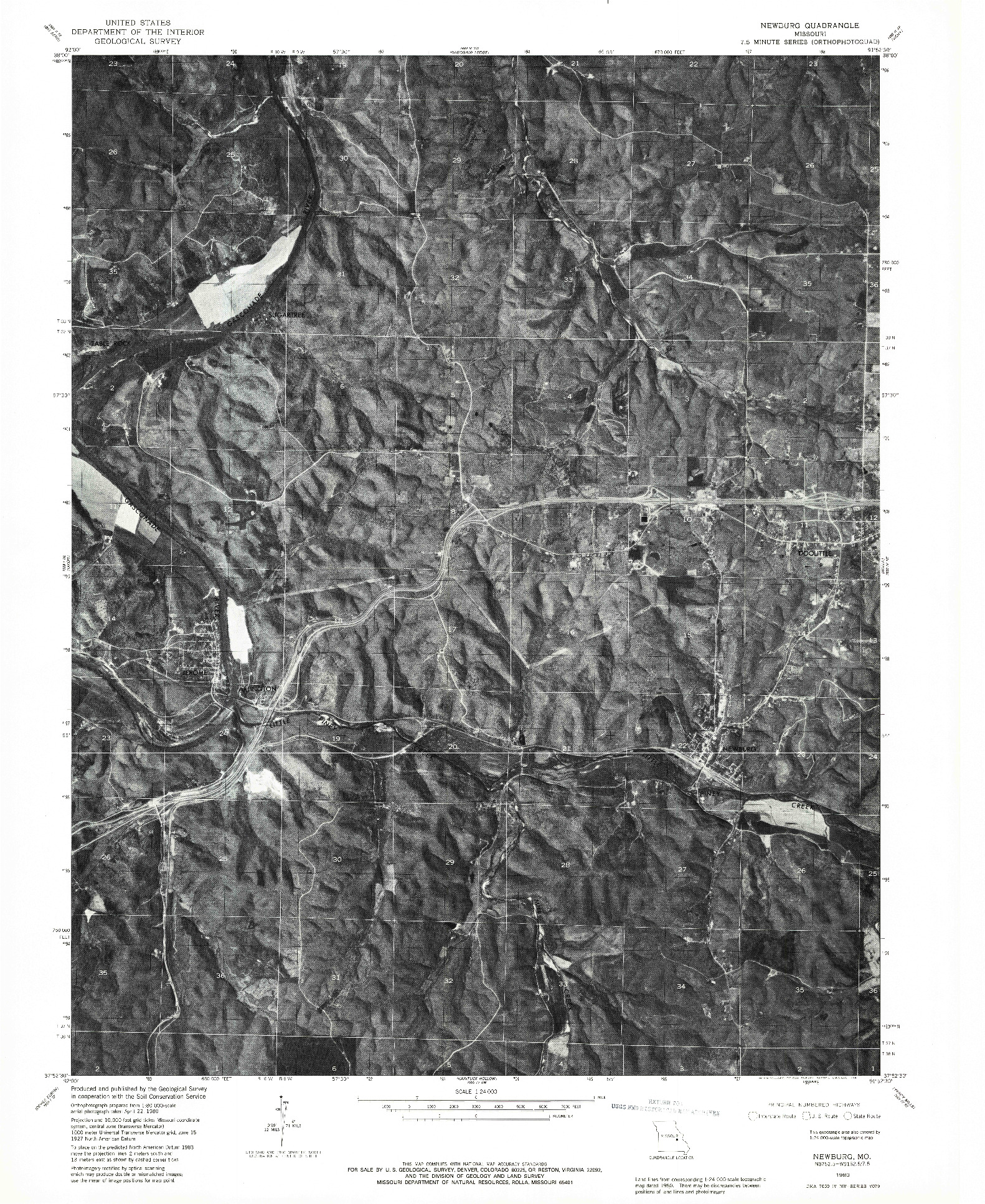 USGS 1:24000-SCALE QUADRANGLE FOR NEWBURG, MO 1980