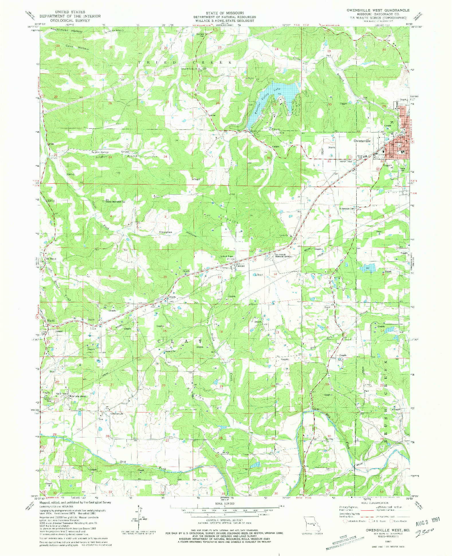 USGS 1:24000-SCALE QUADRANGLE FOR OWENSVILLE WEST, MO 1981
