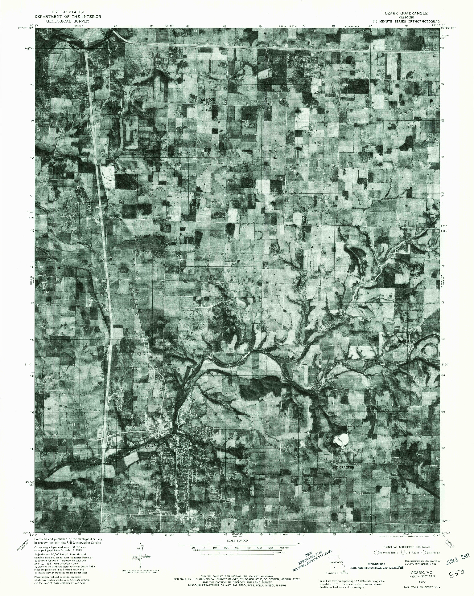 USGS 1:24000-SCALE QUADRANGLE FOR OZARK, MO 1979