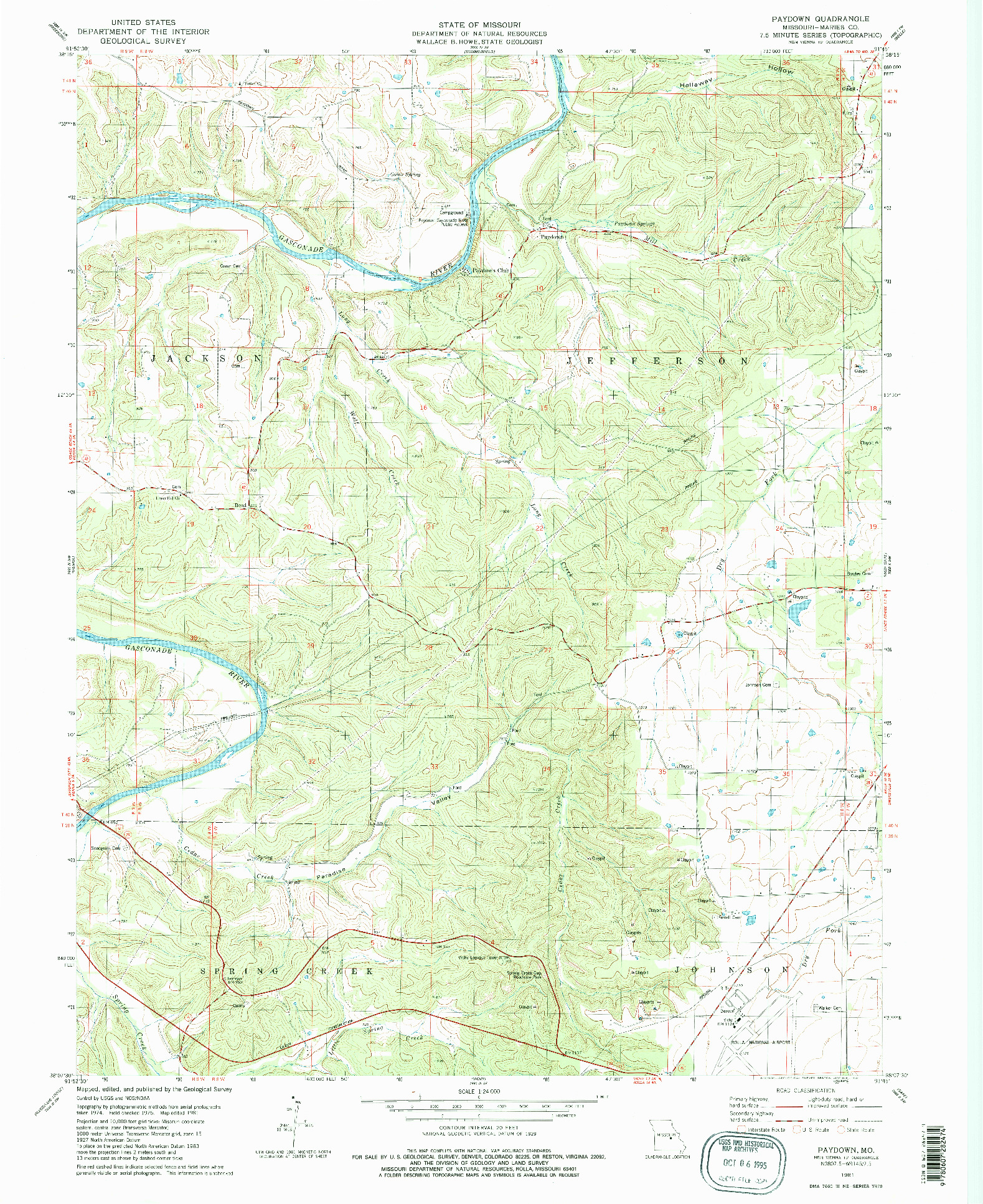 USGS 1:24000-SCALE QUADRANGLE FOR PAYDOWN, MO 1981