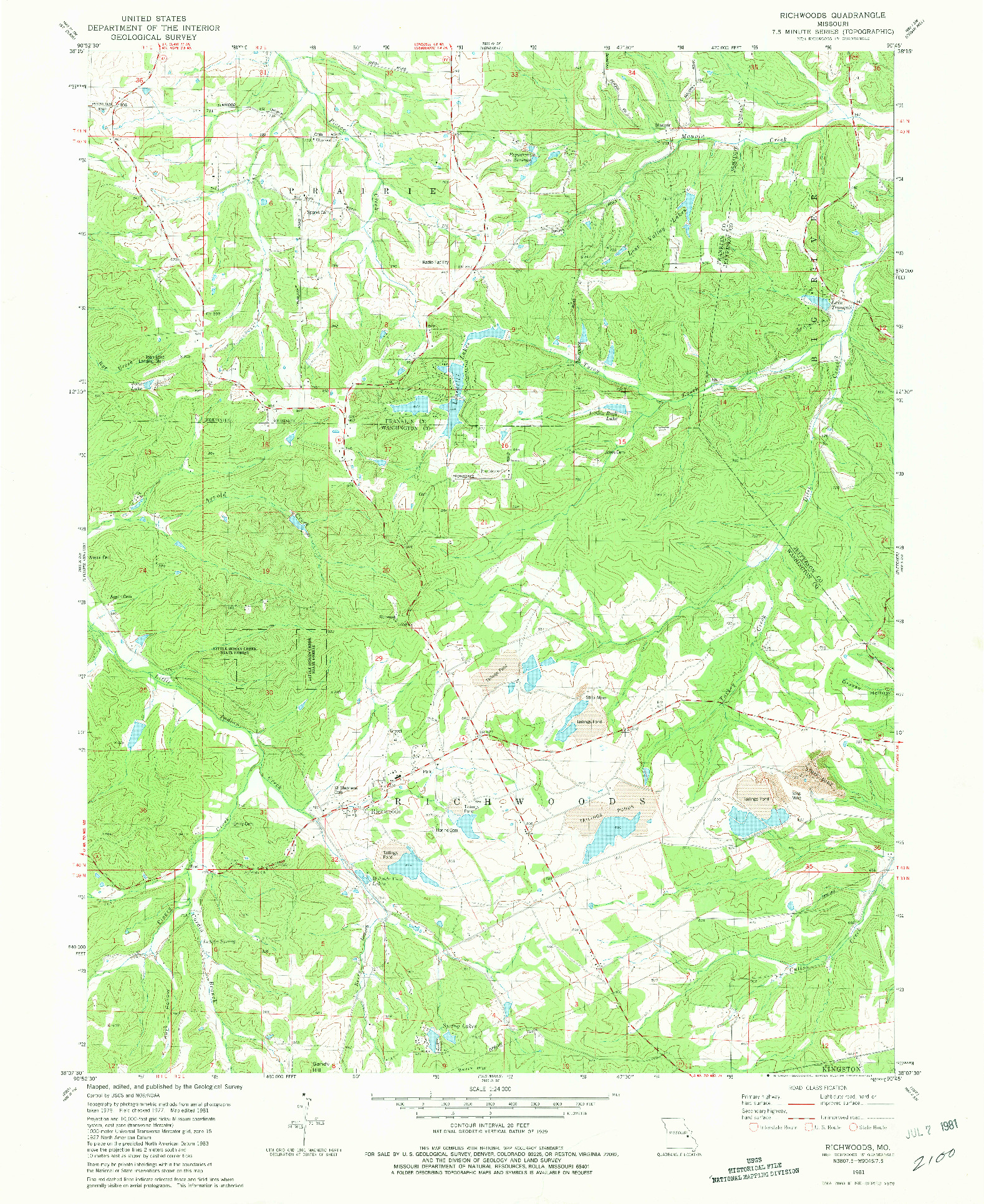 USGS 1:24000-SCALE QUADRANGLE FOR RICHWOODS, MO 1981