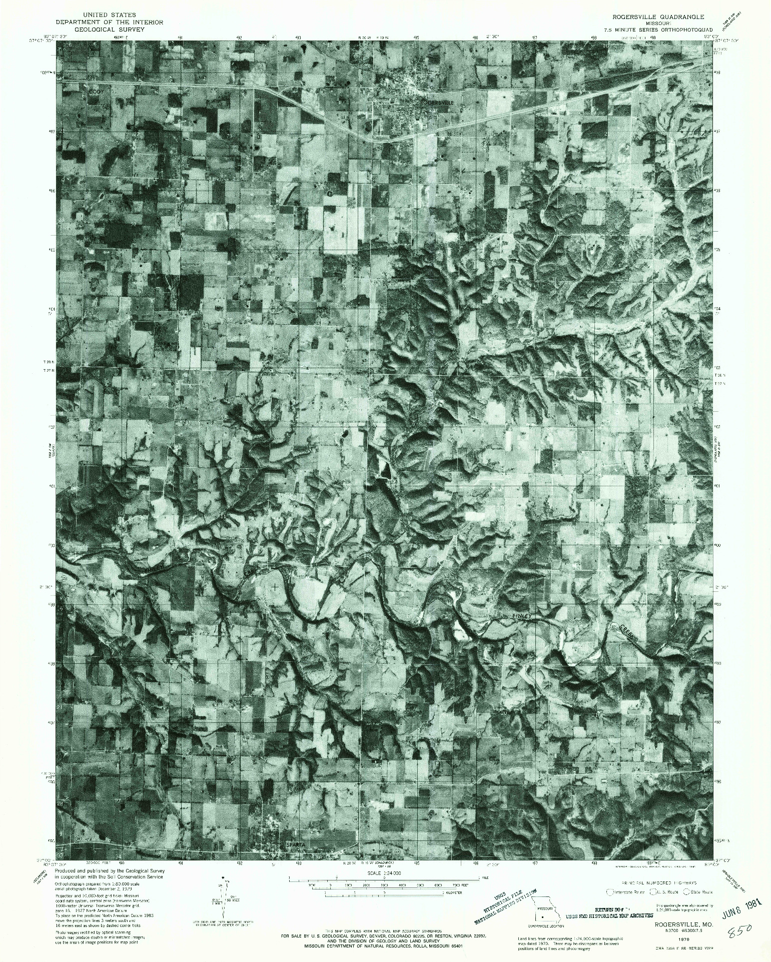 USGS 1:24000-SCALE QUADRANGLE FOR ROGERSVILLE, MO 1979