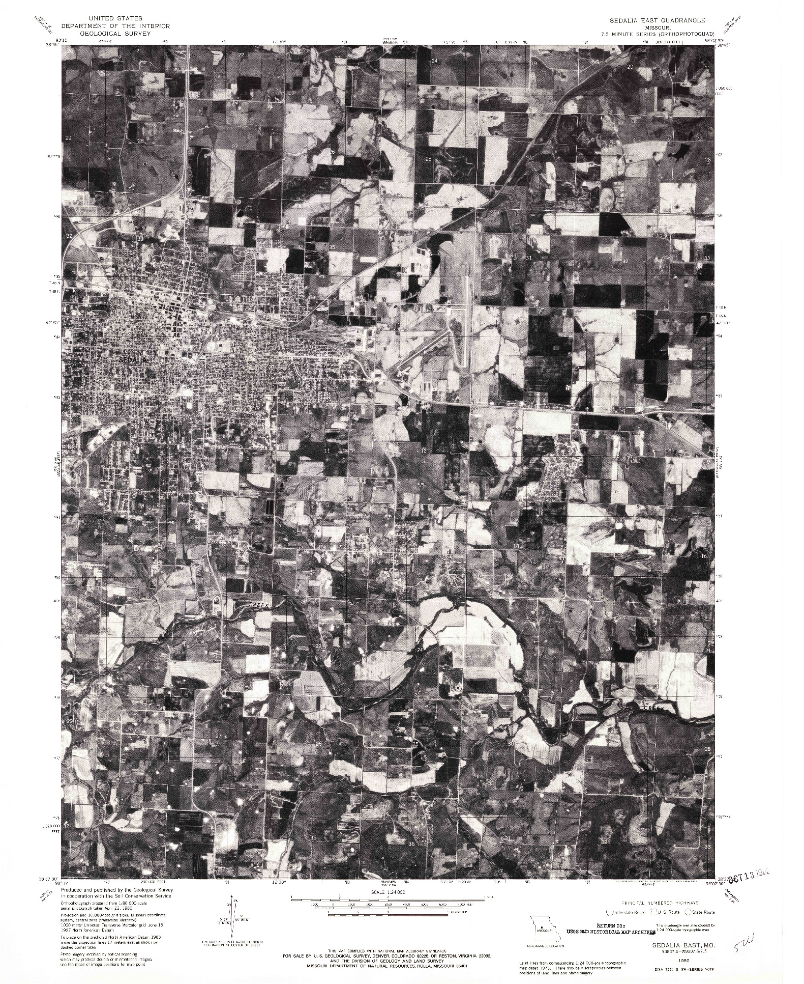 USGS 1:24000-SCALE QUADRANGLE FOR SEDALIA EAST, MO 1980