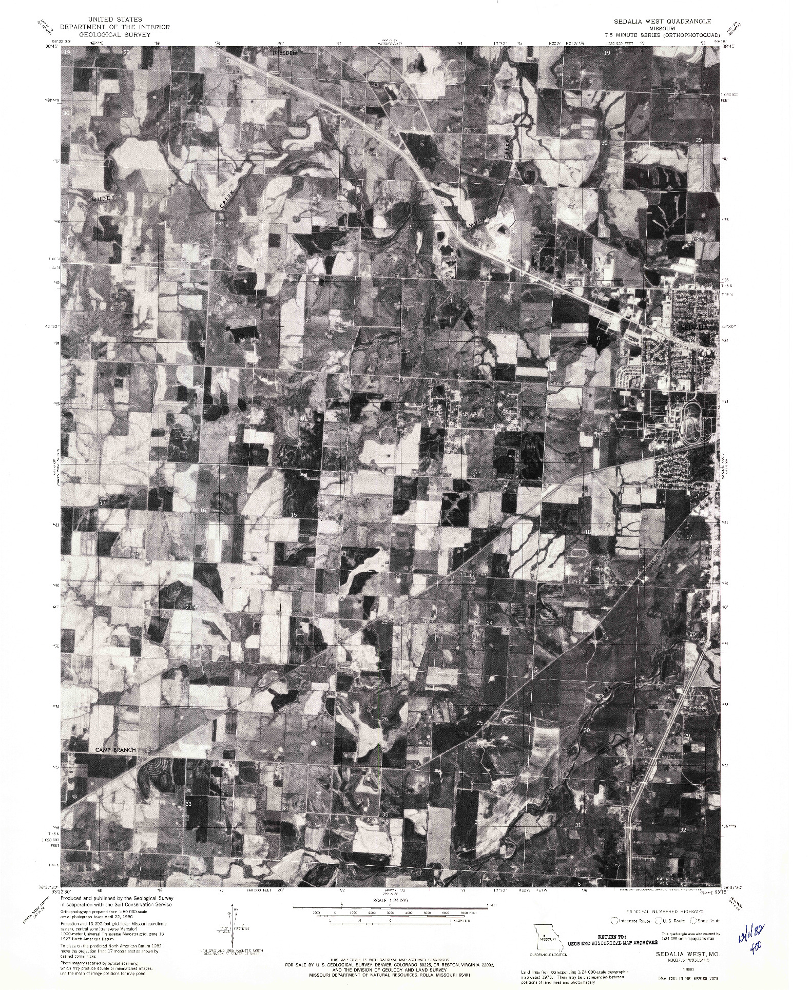 USGS 1:24000-SCALE QUADRANGLE FOR SEDALIA WEST, MO 1980