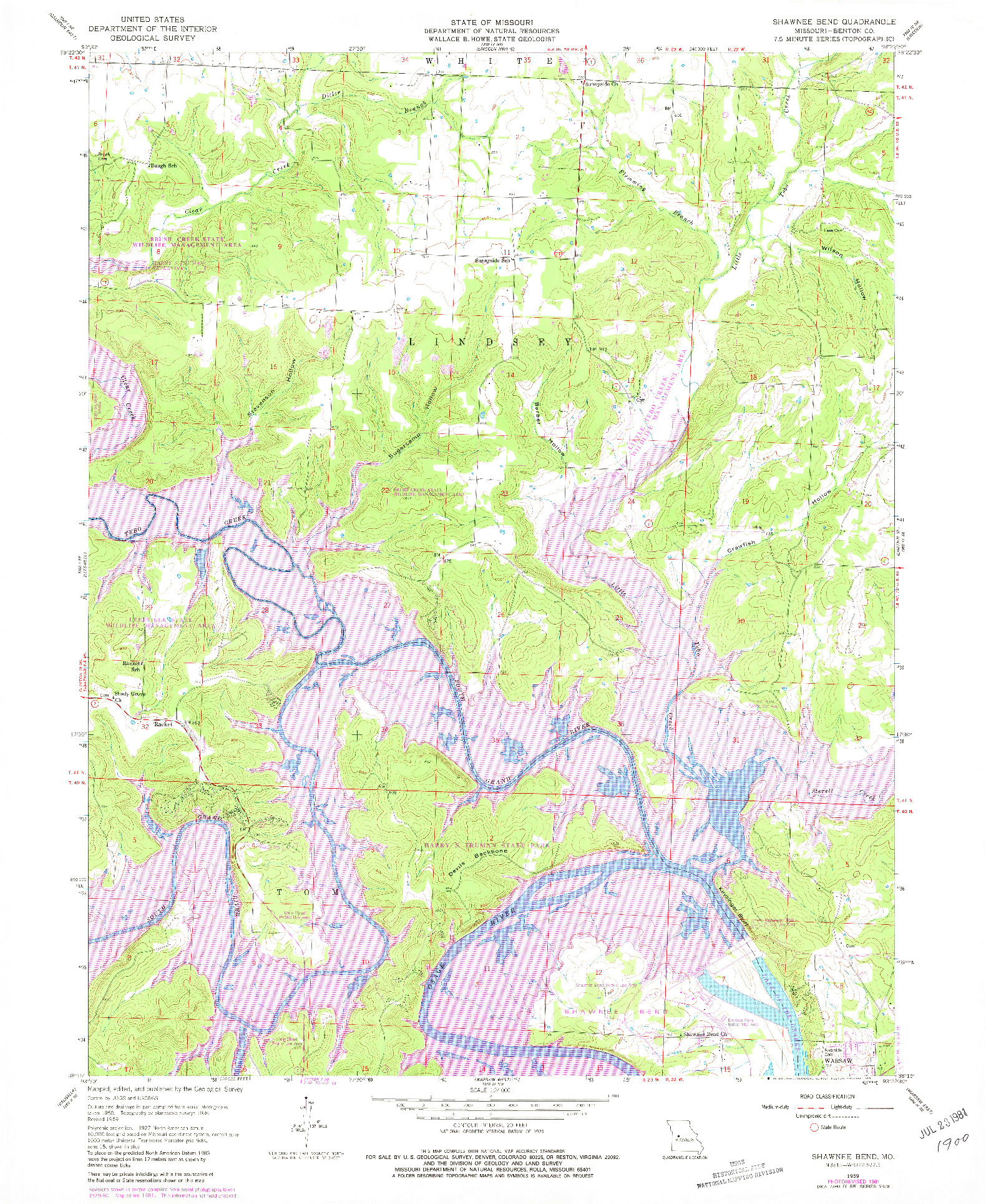 USGS 1:24000-SCALE QUADRANGLE FOR SHAWNEE BEND, MO 1959