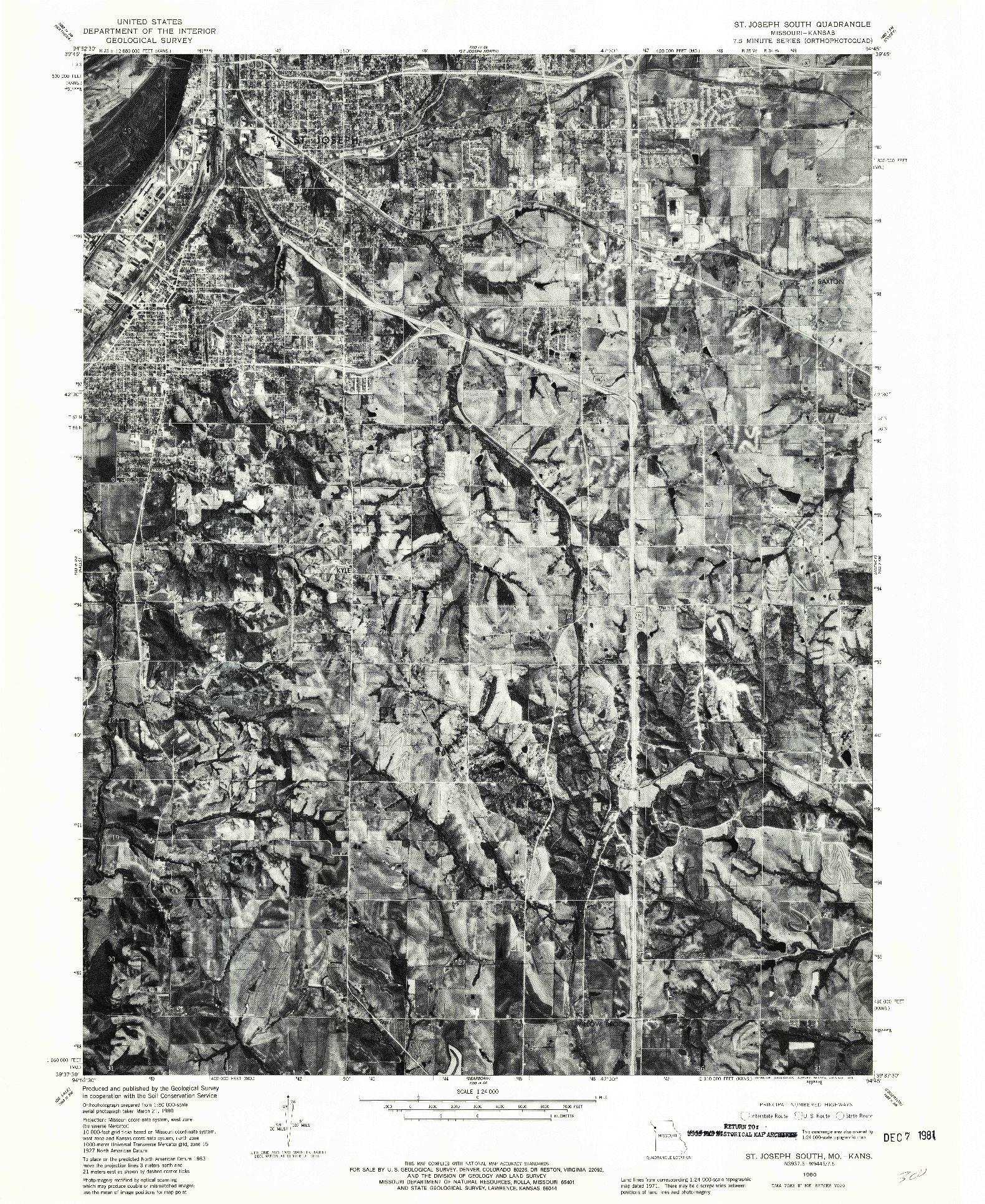 USGS 1:24000-SCALE QUADRANGLE FOR ST. JOSEPH SOUTH, MO 1980