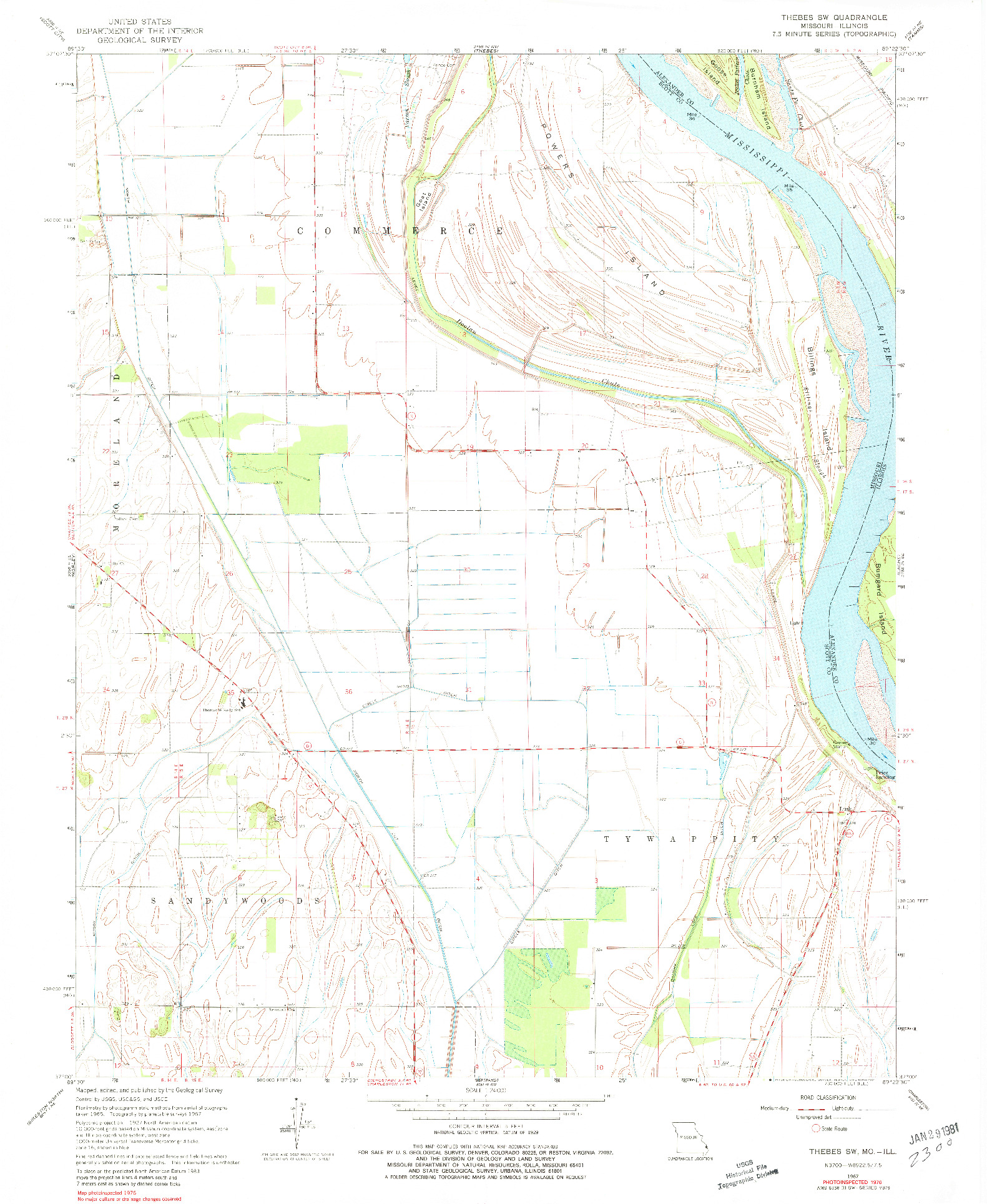 USGS 1:24000-SCALE QUADRANGLE FOR THEBES SW, MO 1967
