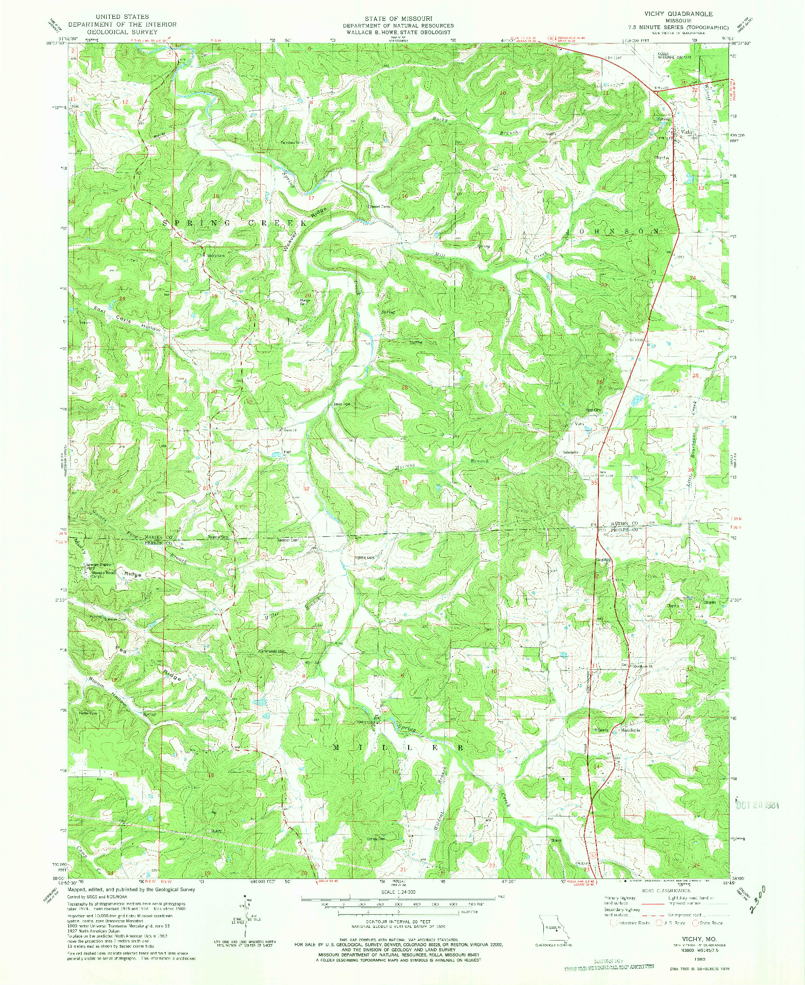 USGS 1:24000-SCALE QUADRANGLE FOR VICHY, MO 1980