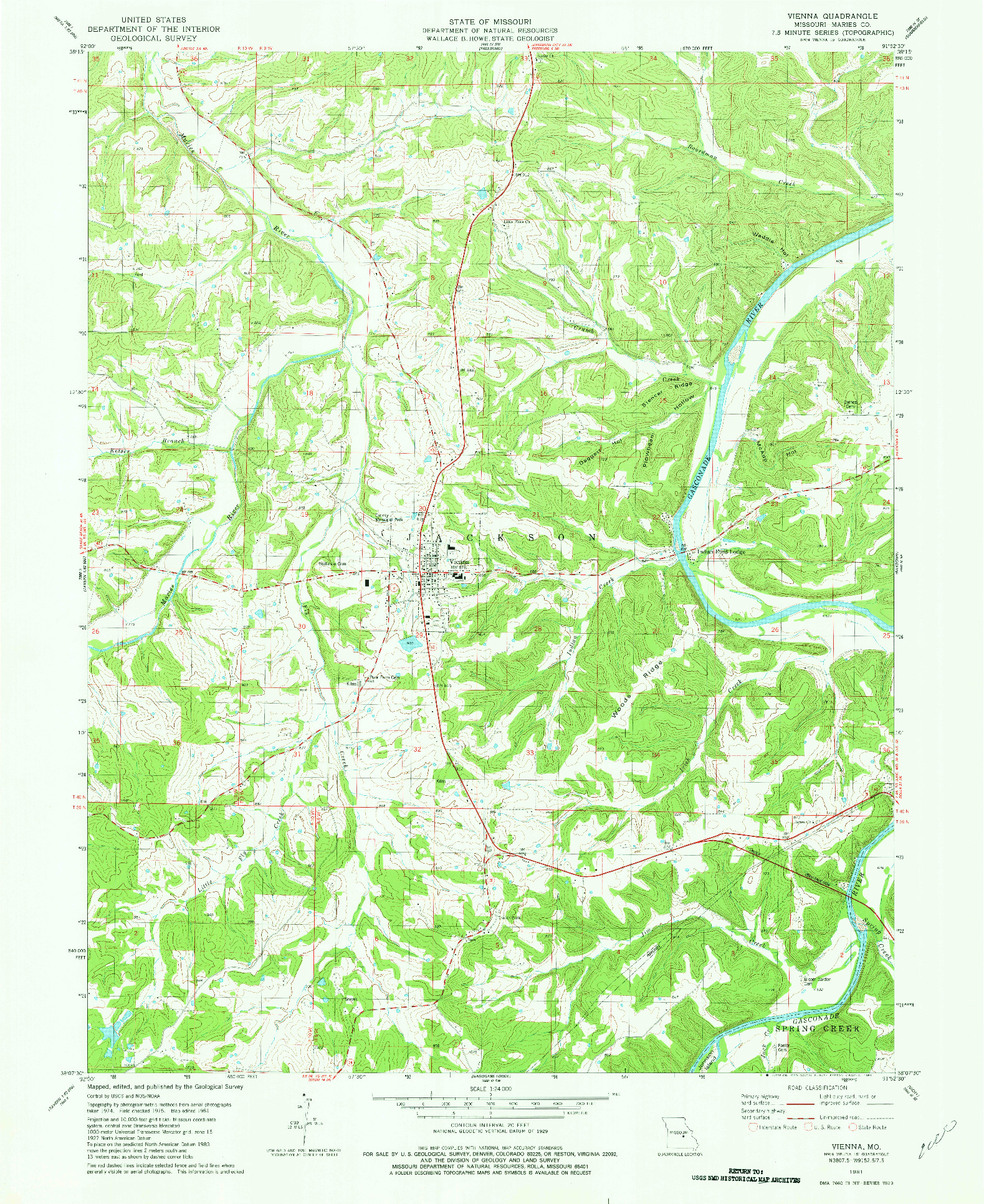 USGS 1:24000-SCALE QUADRANGLE FOR VIENNA, MO 1981