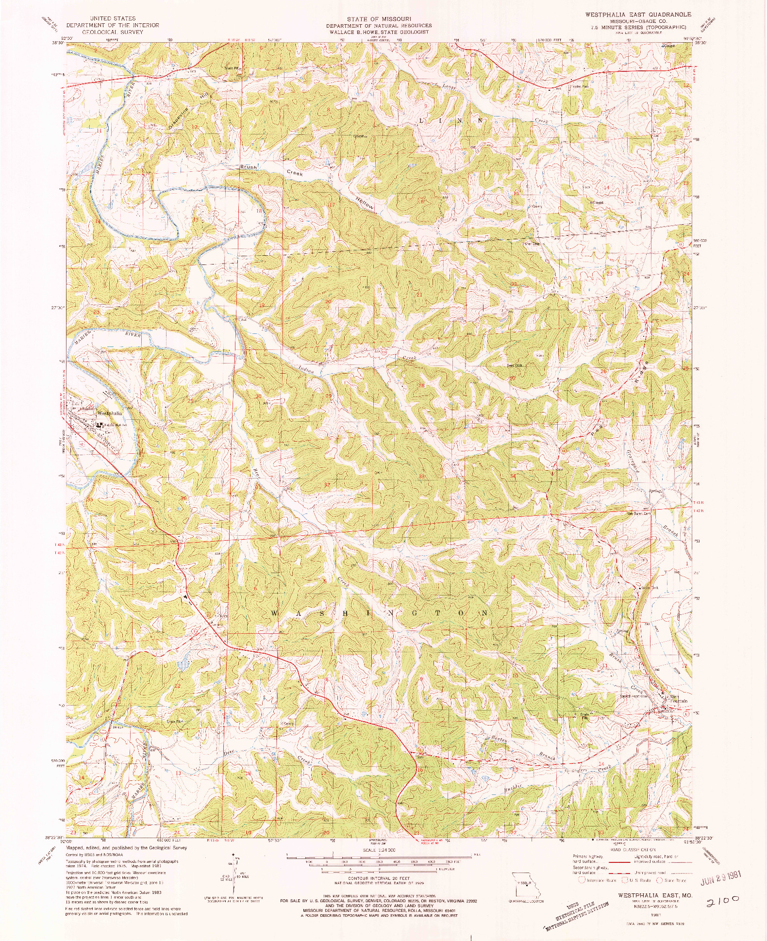 USGS 1:24000-SCALE QUADRANGLE FOR WESTPHALIA EAST, MO 1981