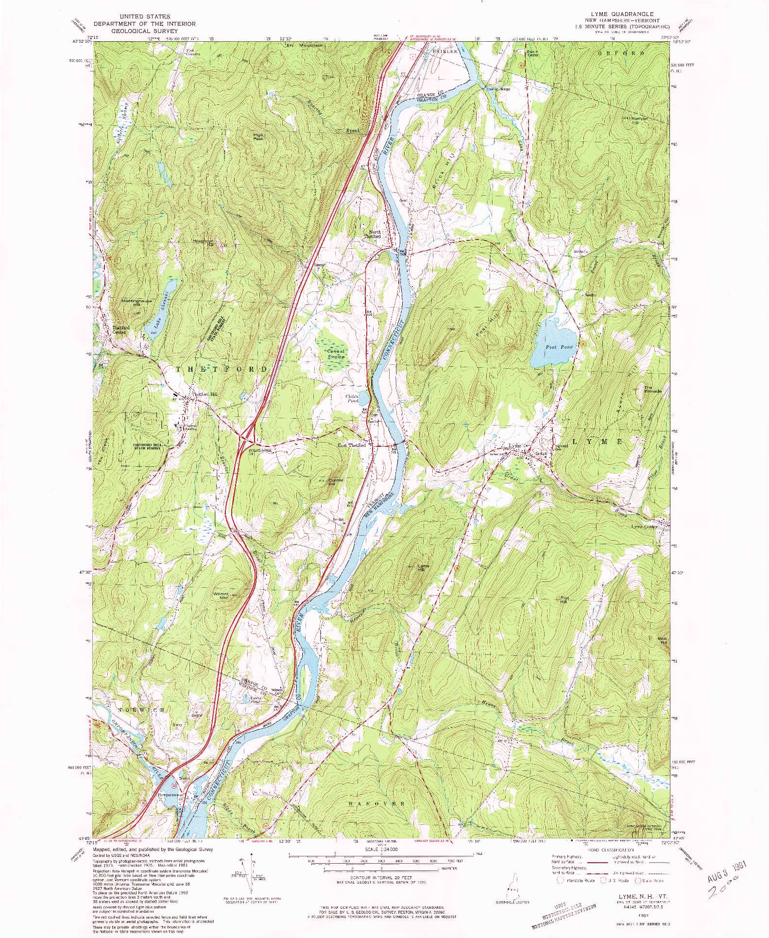 USGS 1:24000-SCALE QUADRANGLE FOR LYME, NH 1981