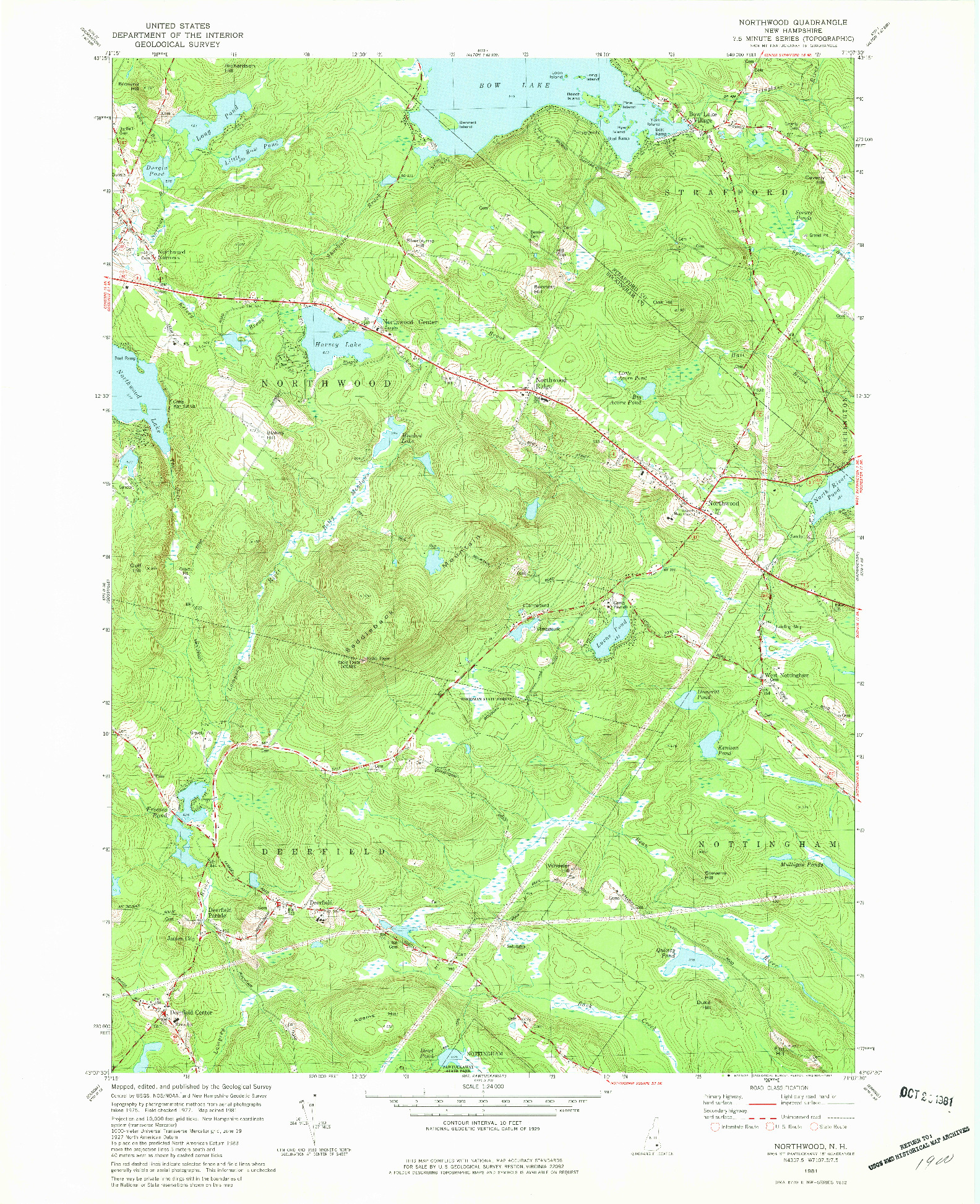 USGS 1:24000-SCALE QUADRANGLE FOR NORTHWOOD, NH 1981