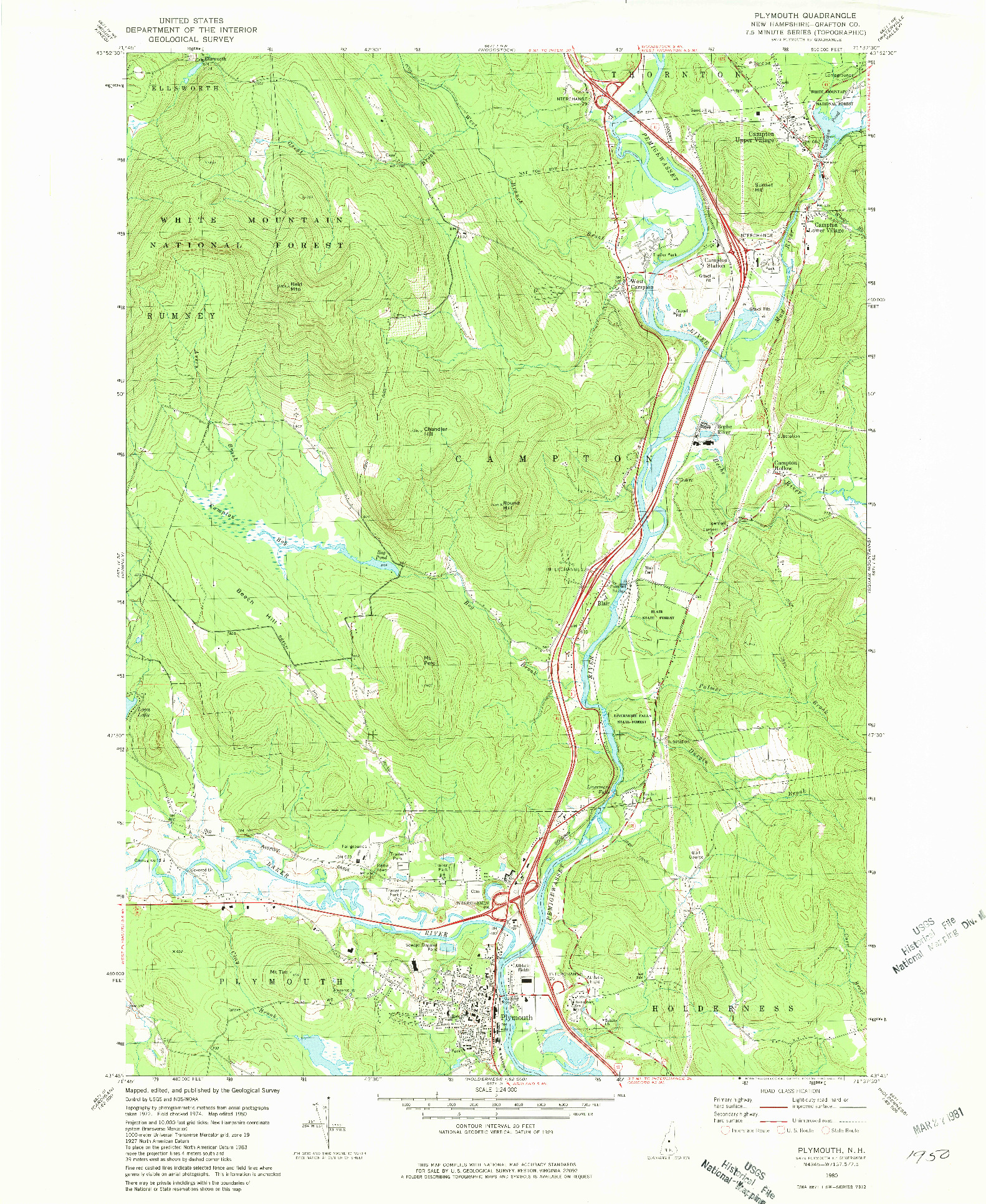 USGS 1:24000-SCALE QUADRANGLE FOR PLYMOUTH, NH 1980